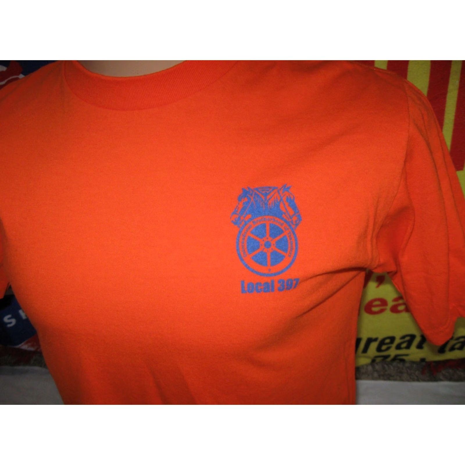 Vintage TEAMSTERS LOCAL 397 Labor Day T-Shirt Men's M Orange Union Line USA Size US M / EU 48-50 / 2 - 2 Thumbnail