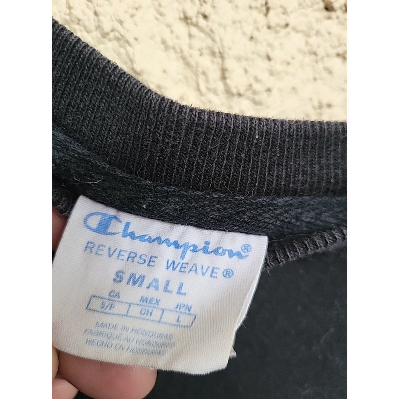 Champion VINTAGE Champion Sweatshirt Men Regular Small Black Crew Neck Pullover Reverse Weave 90s College Gym & Training Size US S / EU 44-46 / 1 - 2 Thumbnail