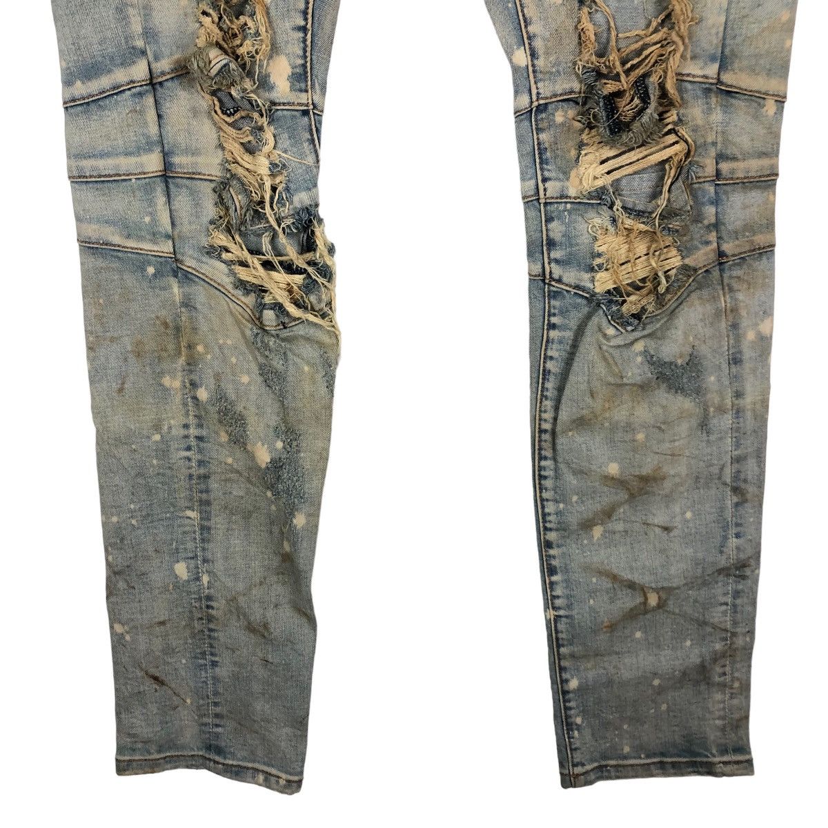 Japanese Brand 🔥Distressed Denim Skinny Punk Design Crysp Denim Japan Size US 34 / EU 50 - 5 Thumbnail