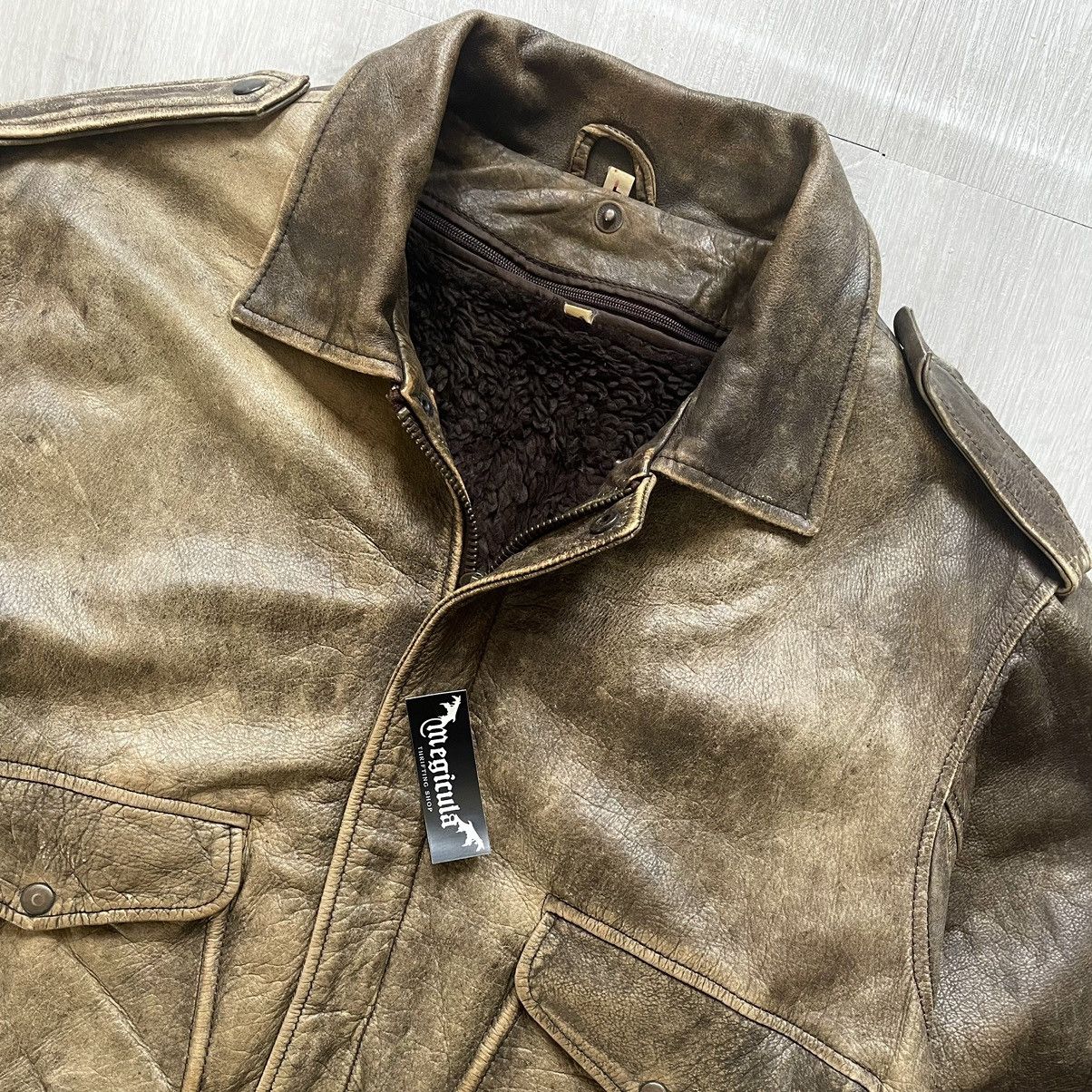Other Unbrand Vintage Patina Pilot Flight Genuine Leather Jacket Size US XL / EU 56 / 4 - 2 Thumbnail