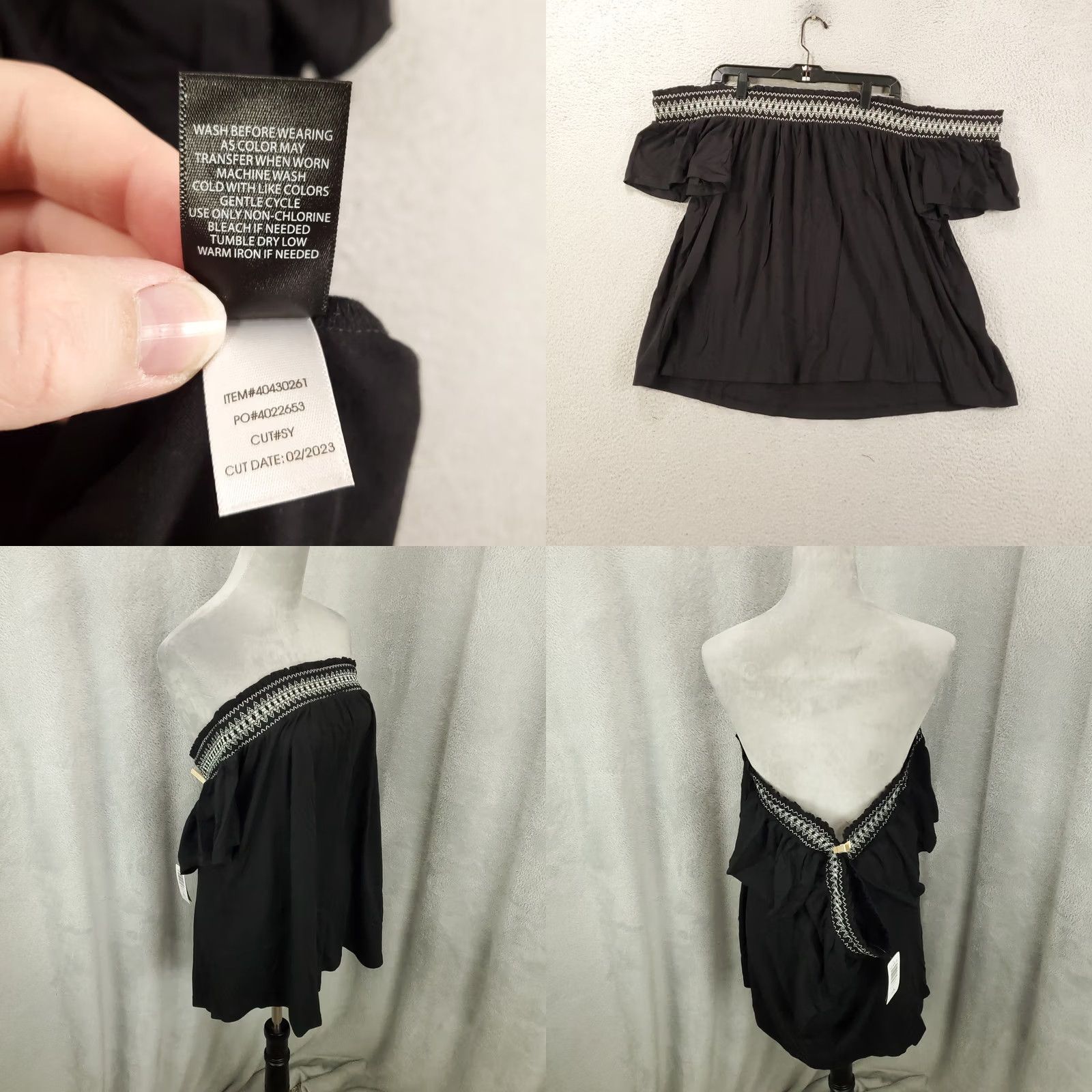 Torrid Torrid Blouse Knit Off The Shoulder Embroidered 2X Black Womens Tunic Top NWT Size XXL / US 16-18 / IT 52-54 - 8 Thumbnail