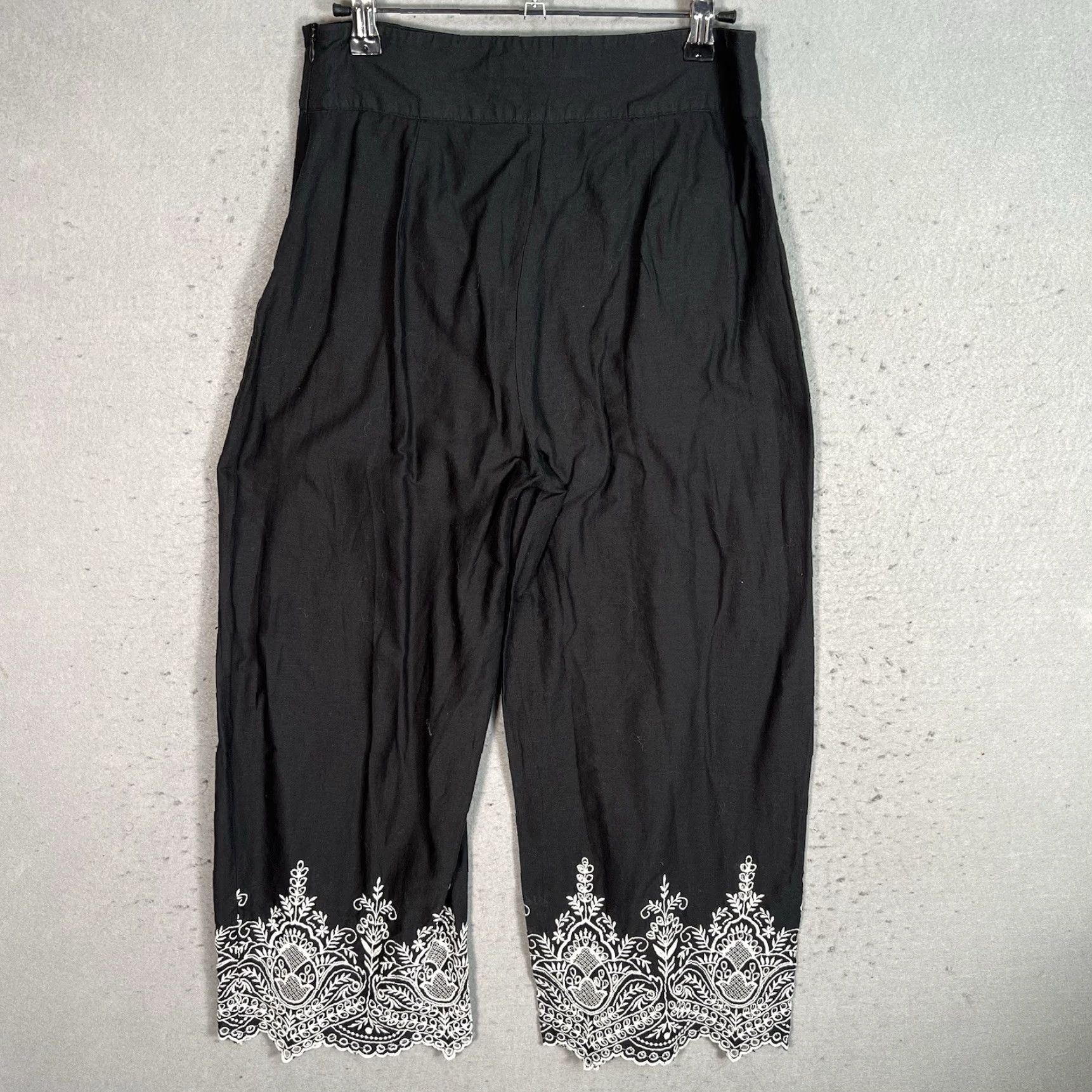 Zara Zara Embroidered Wide Leg Pants Womens XS Black Regular Straight Fit Ankle Womens Size 26" / US 2 / IT 38 - 2 Thumbnail