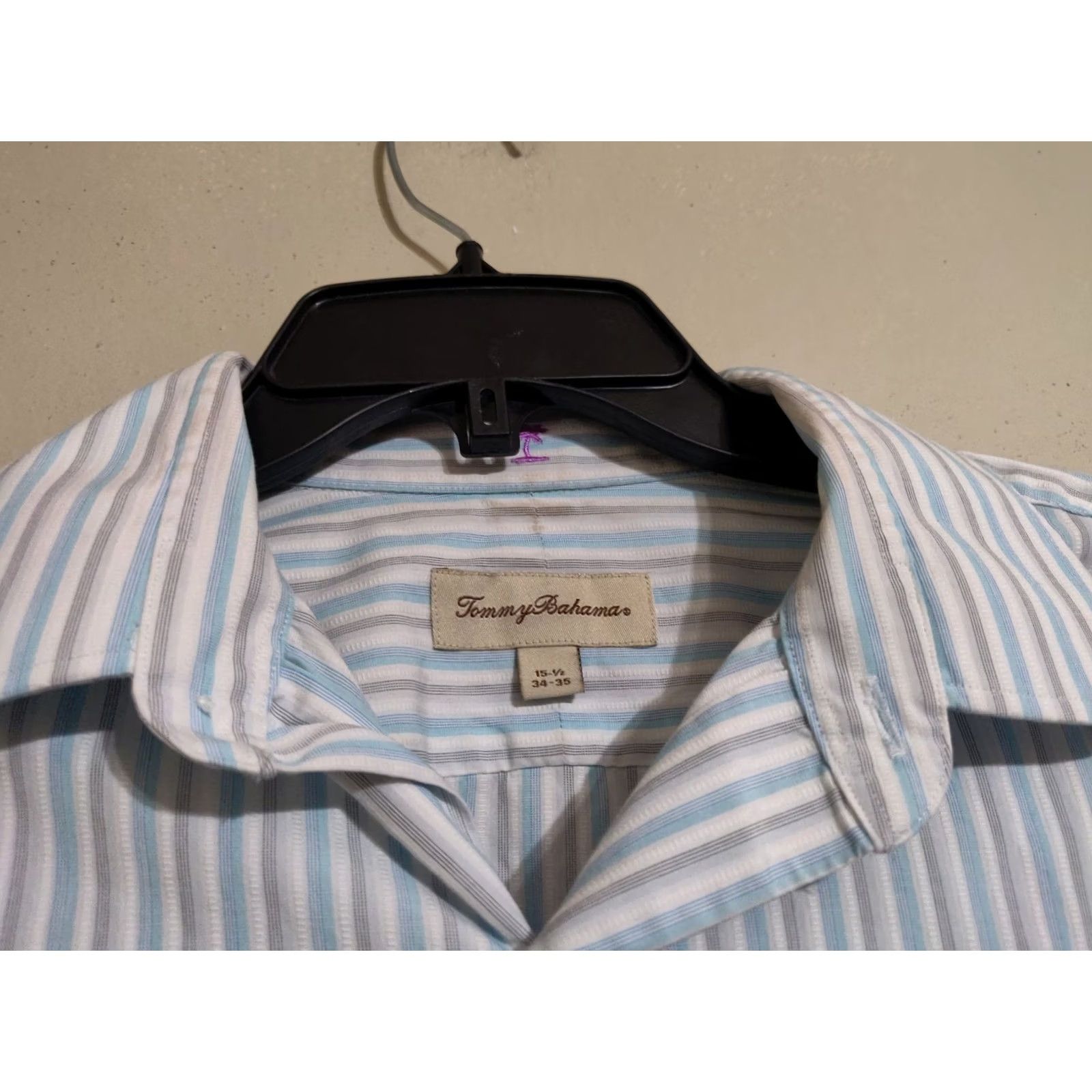 Tommy Bahama Tommy Bahama Dress Shirt Cotton L/S Striped Casual Modern Island Cotton 15.5 34-35 Men’s Blue Size US L / EU 52-54 / 3 - 3 Thumbnail