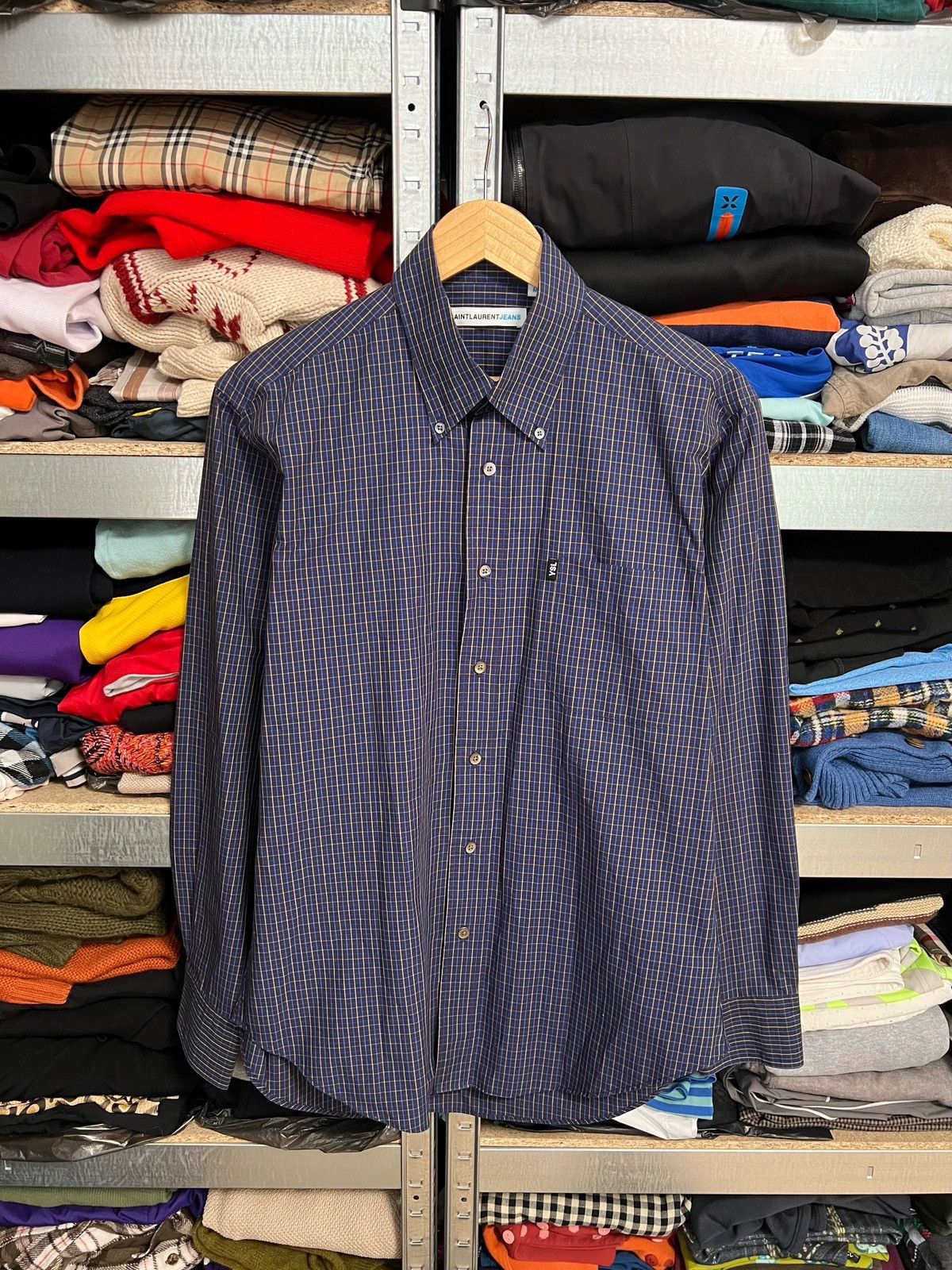 Saint Laurent Paris × Yves Saint Laurent Saint Laurent Jeans Button Up Shirt Long Sleeve Plaid YSL Size US M / EU 48-50 / 2 - 1 Thumbnail