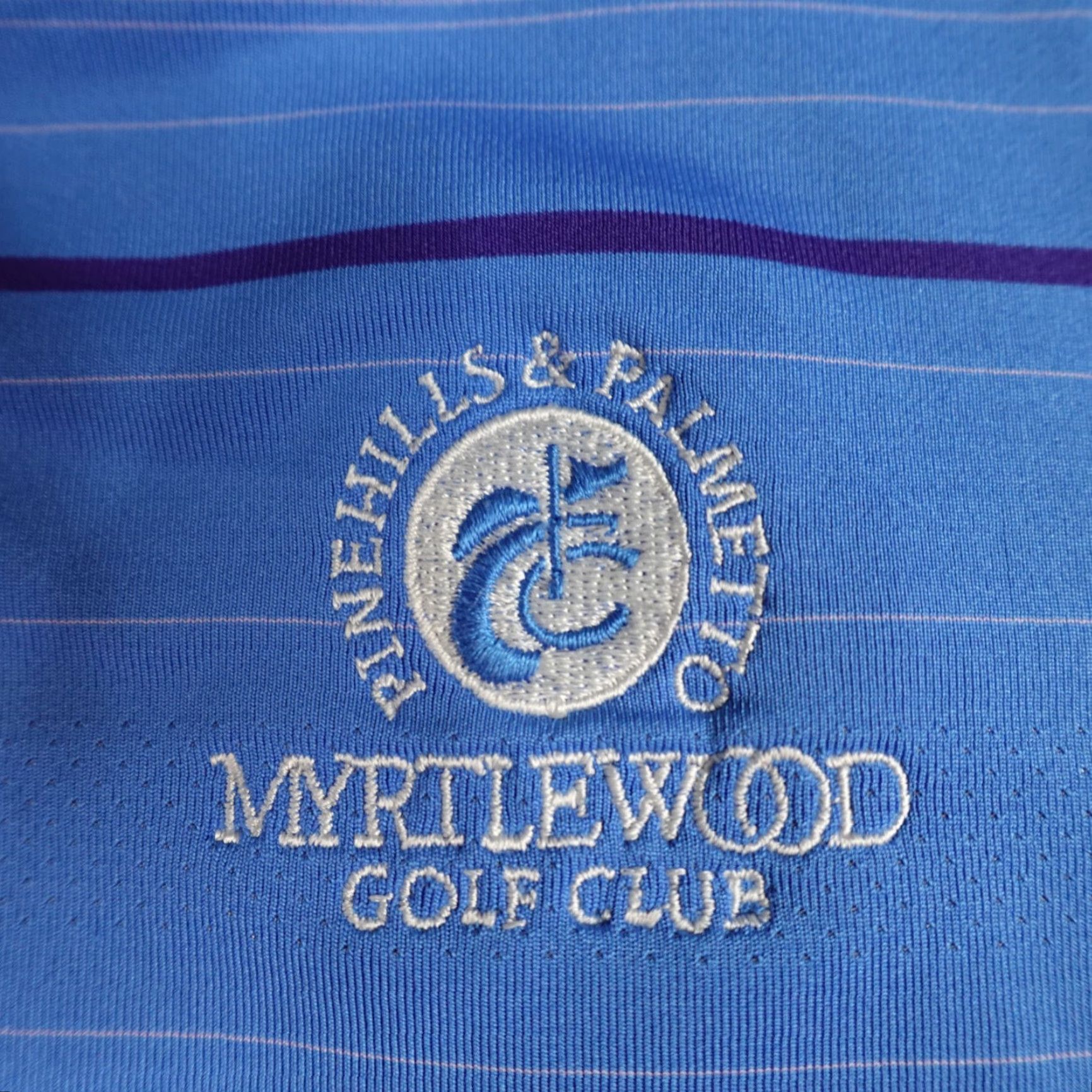 Nike Nike Mens Polo Shirt XL Blue Striped Embroidered Myrtlewood Golf Club Size US XL / EU 56 / 4 - 2 Thumbnail