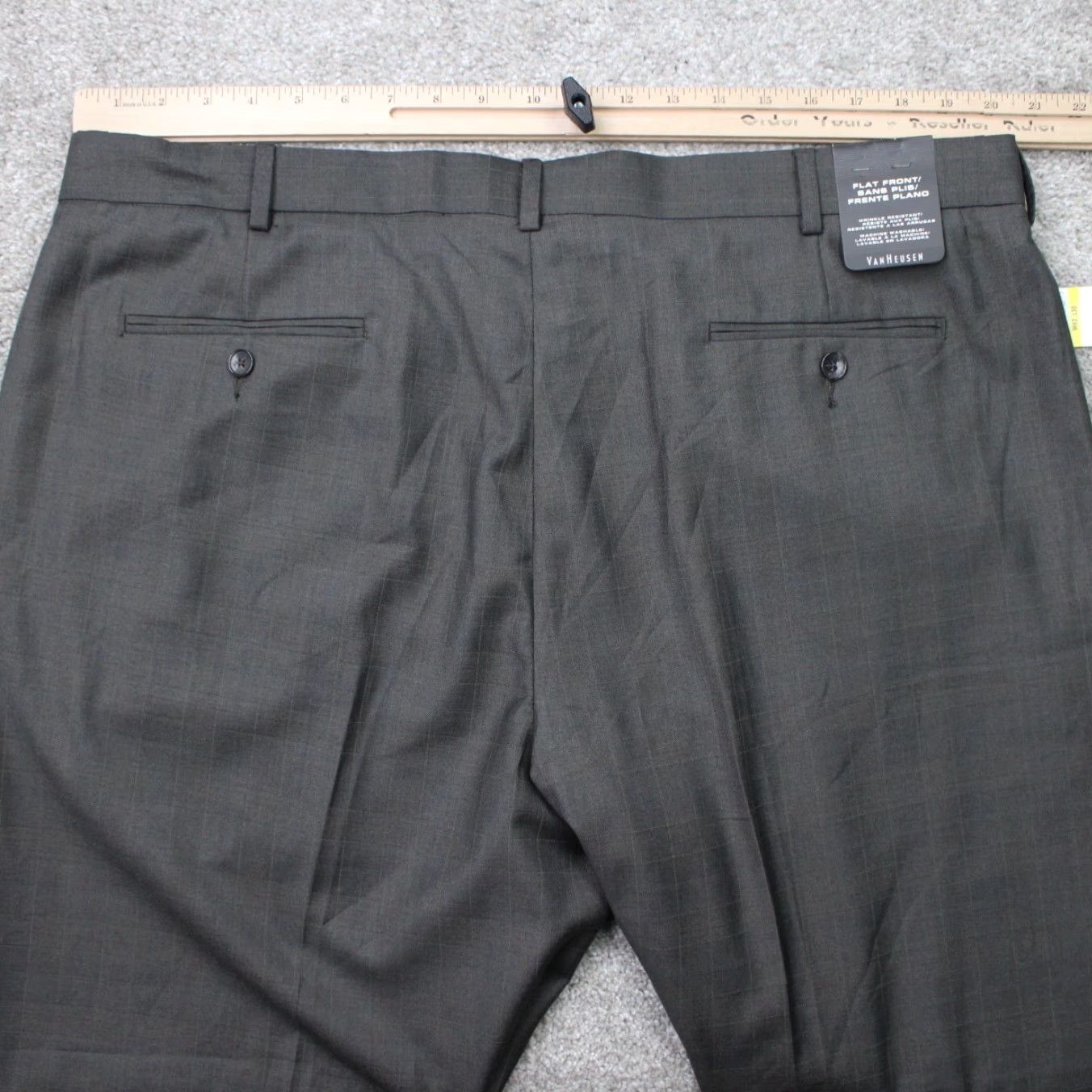 Van Heusen Van Heusen Dress Pants Men 42x30 Gray Check Flat Front Wrinkle Resistant Size US 42 / EU 58 - 7 Thumbnail