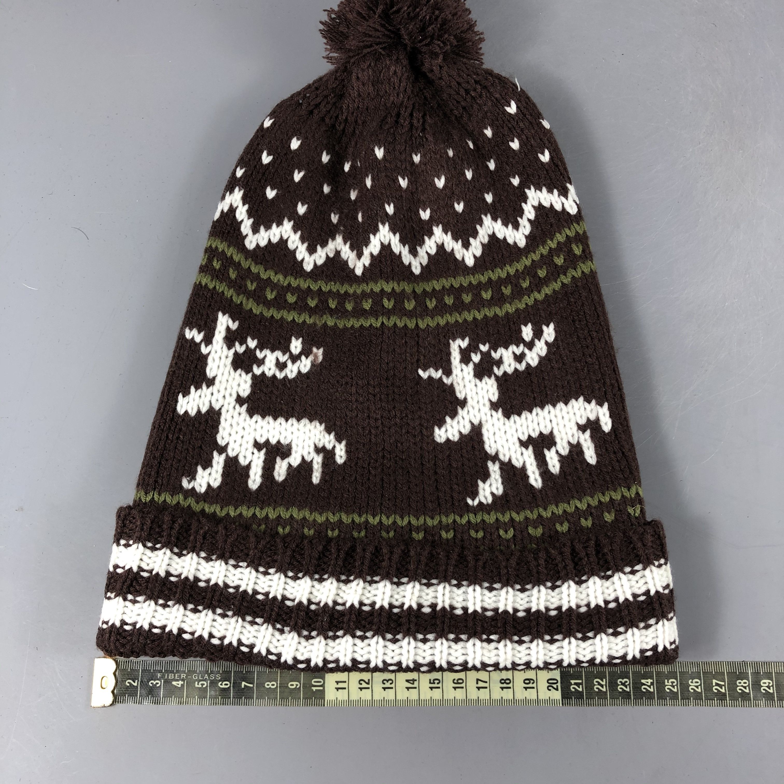 Vintage Fair Isle Slouchy PomPom Beanie Snow Hat Snow Cap -D1199 Size ONE SIZE - 4 Thumbnail