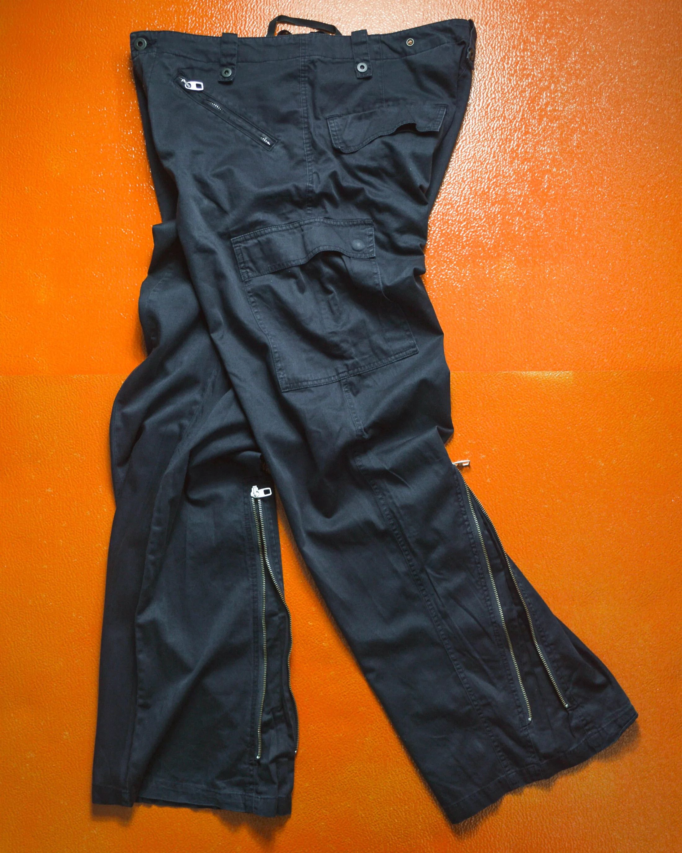 Griffin Panelled Zip Hem Gusset Wide Washed Navy Cargo Pants (34~36) Size US 36 / EU 52 - 4 Thumbnail