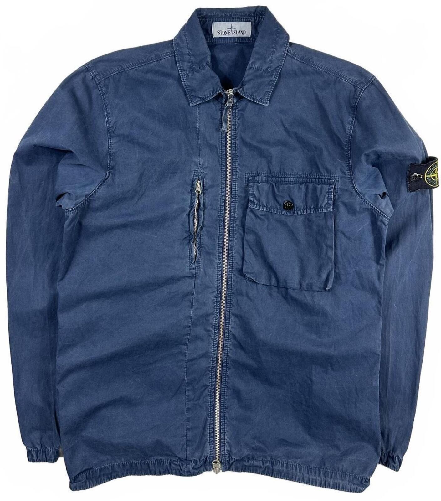 Stone Island Stone Island Washed Blue Zip Up Overshirt Medium Size US M / EU 48-50 / 2 - 1 Thumbnail