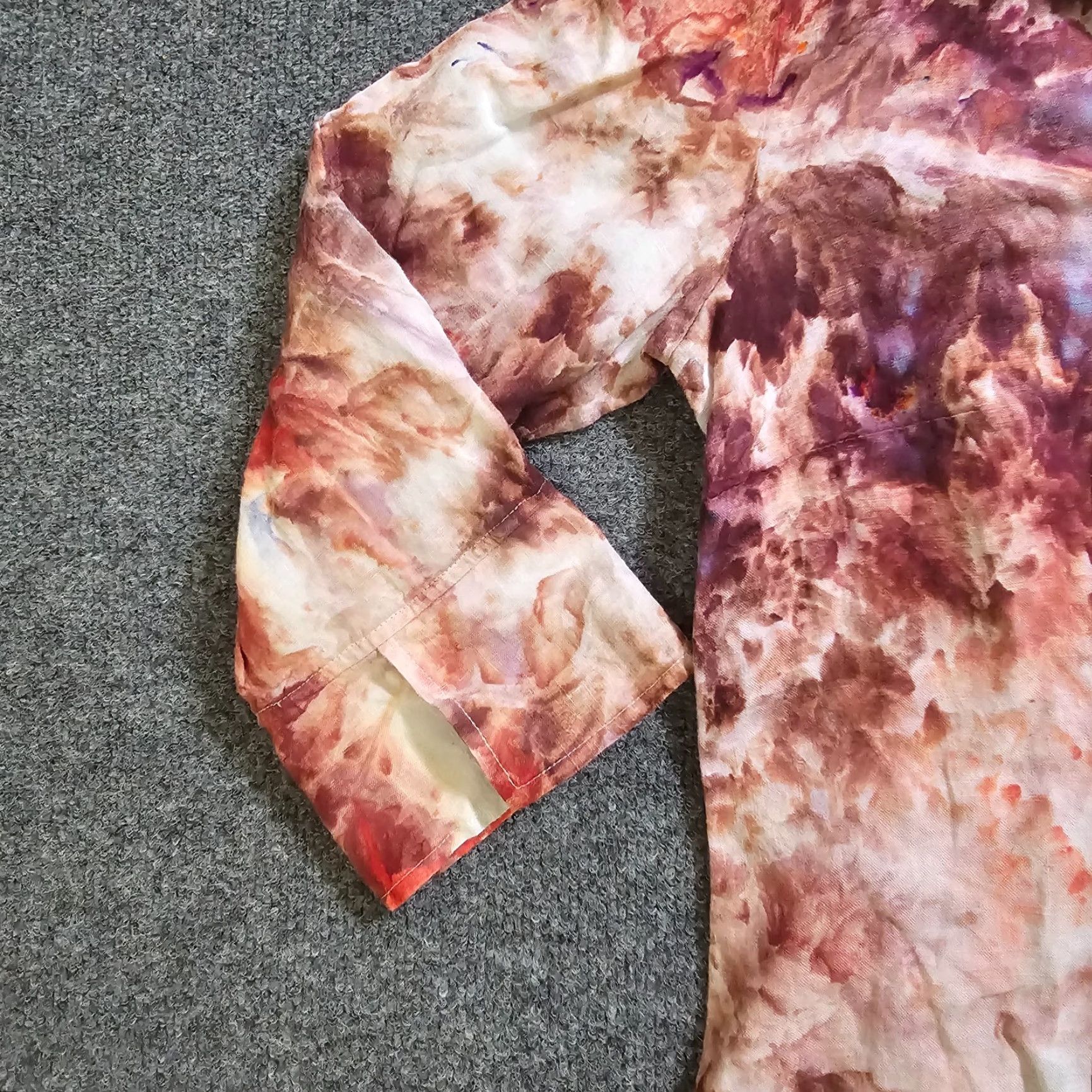Talbots Talbots Top Shirt Womens 12 Red Purple Tie Dye Irish Linen Button Casual Career Size XL / US 12-14 / IT 48-50 - 5 Thumbnail