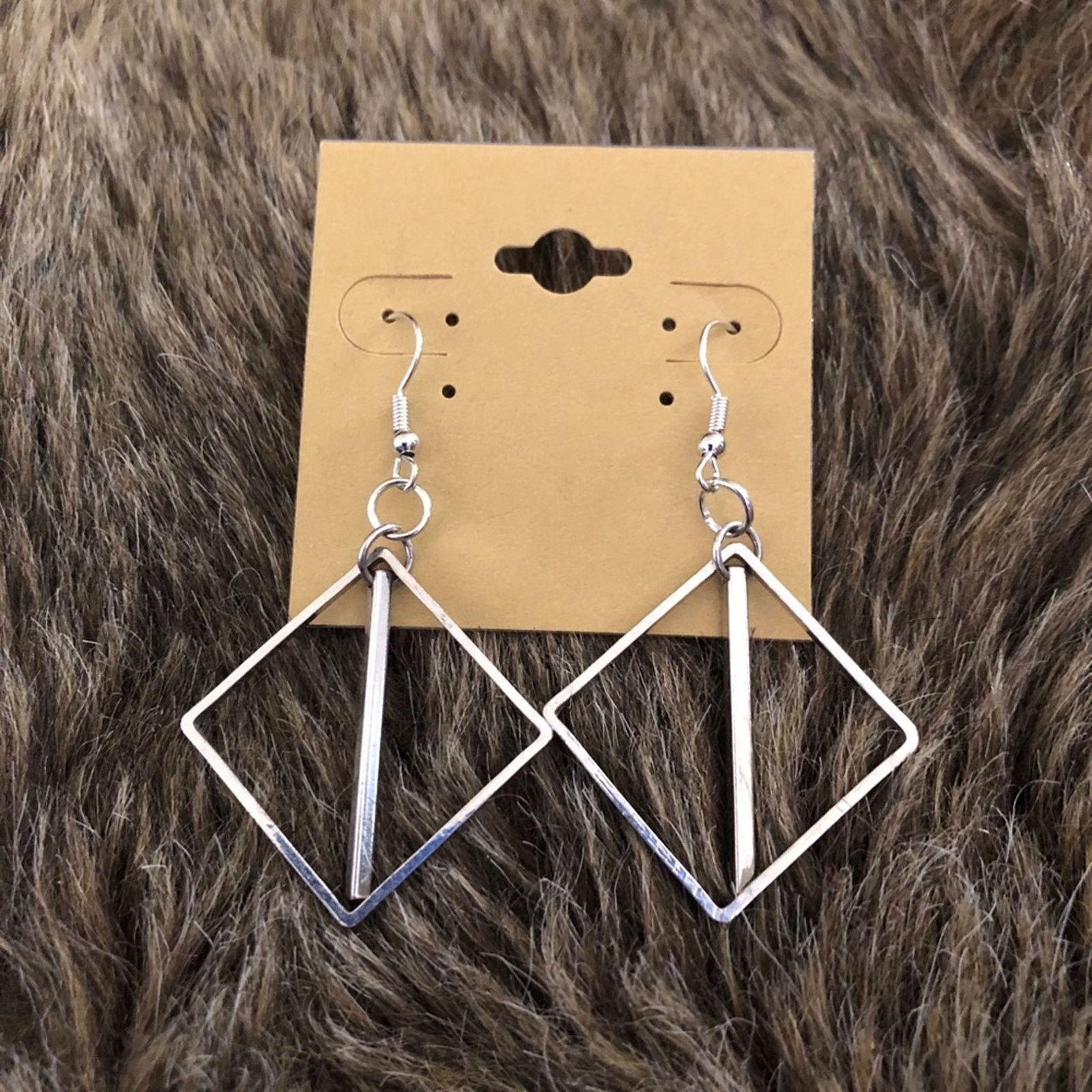 Vintage Vintage silver tone triangle & bar dangle earrings Size ONE SIZE - 2 Thumbnail