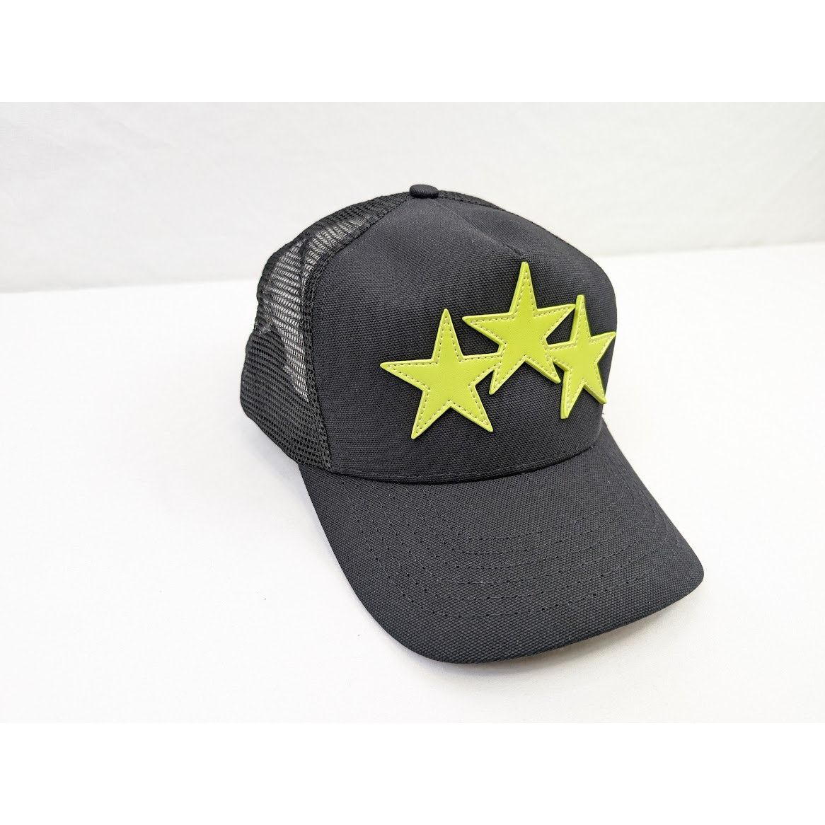 Amiri o1rshd1 Q:12 / Three Star Trucker Cap / Hat in Black/Lime Size ONE SIZE - 4 Thumbnail