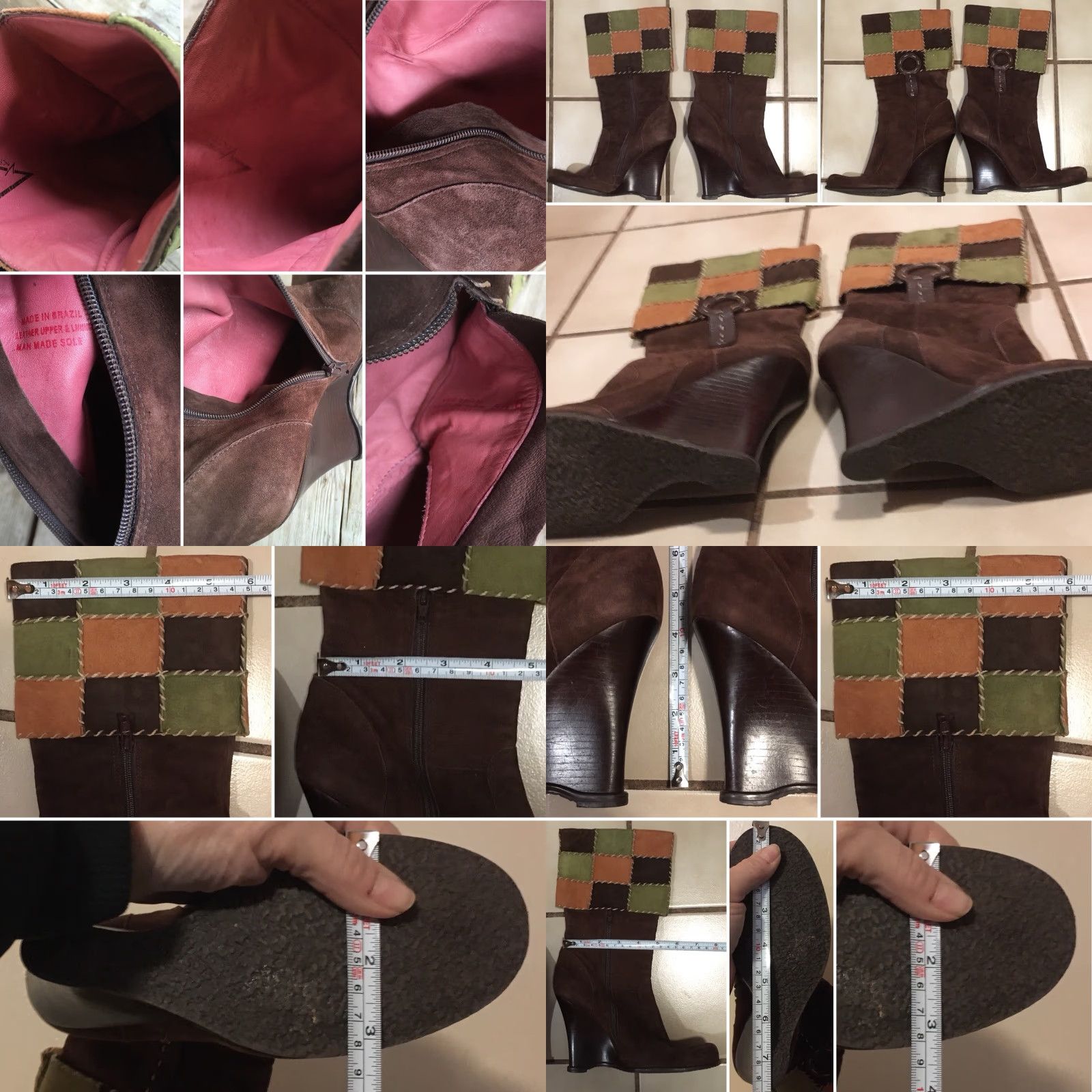 Vince Camuto Vince Camuto Boots Patchwork Suede Mid-Calf Wedge Brown 5.5B Womens Shoes Size US 6 / IT 36 - 8 Thumbnail