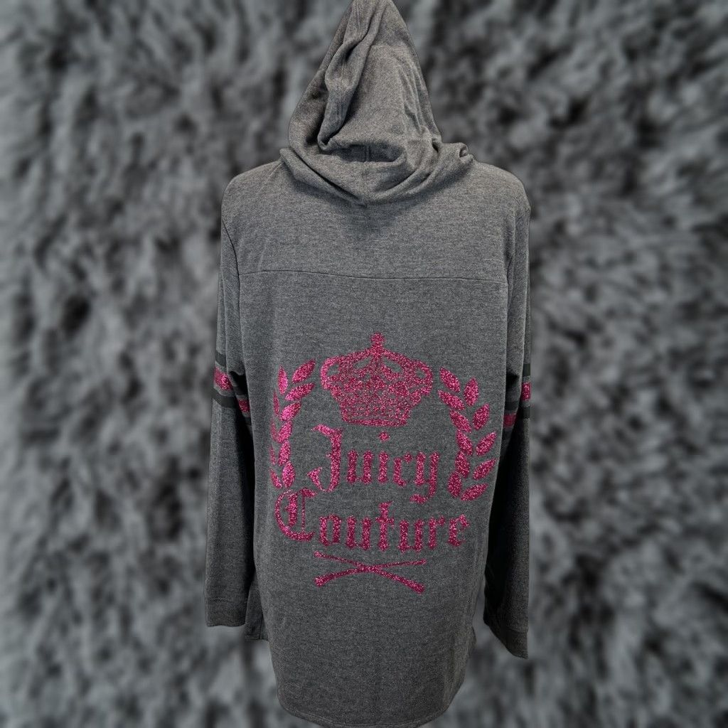 Juicy Couture VINTAGE Juicy Couture Hoodie Sweatshirt Jacket Women's Full Zip XL Gray Bling Y2K 2000s Activewear Mens? Women?—Gender at end: Womens Size XL / US 12-14 / IT 48-50 - 1 Thumbnail