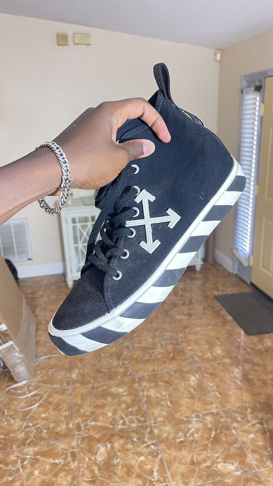 Off-White OFF-WHITE vulc mid canvas black and white Size US 13 / EU 46 - 3 Thumbnail