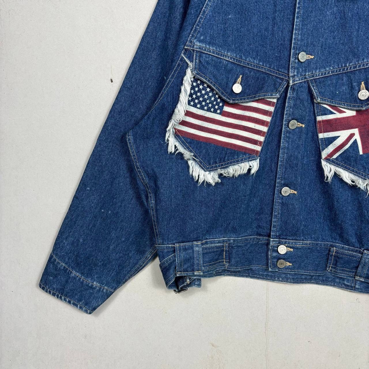 Japanese Brand Vintage Frankie 3052 Japanese Denim Flag Jacket Raglan Size US L / EU 52-54 / 3 - 4 Thumbnail