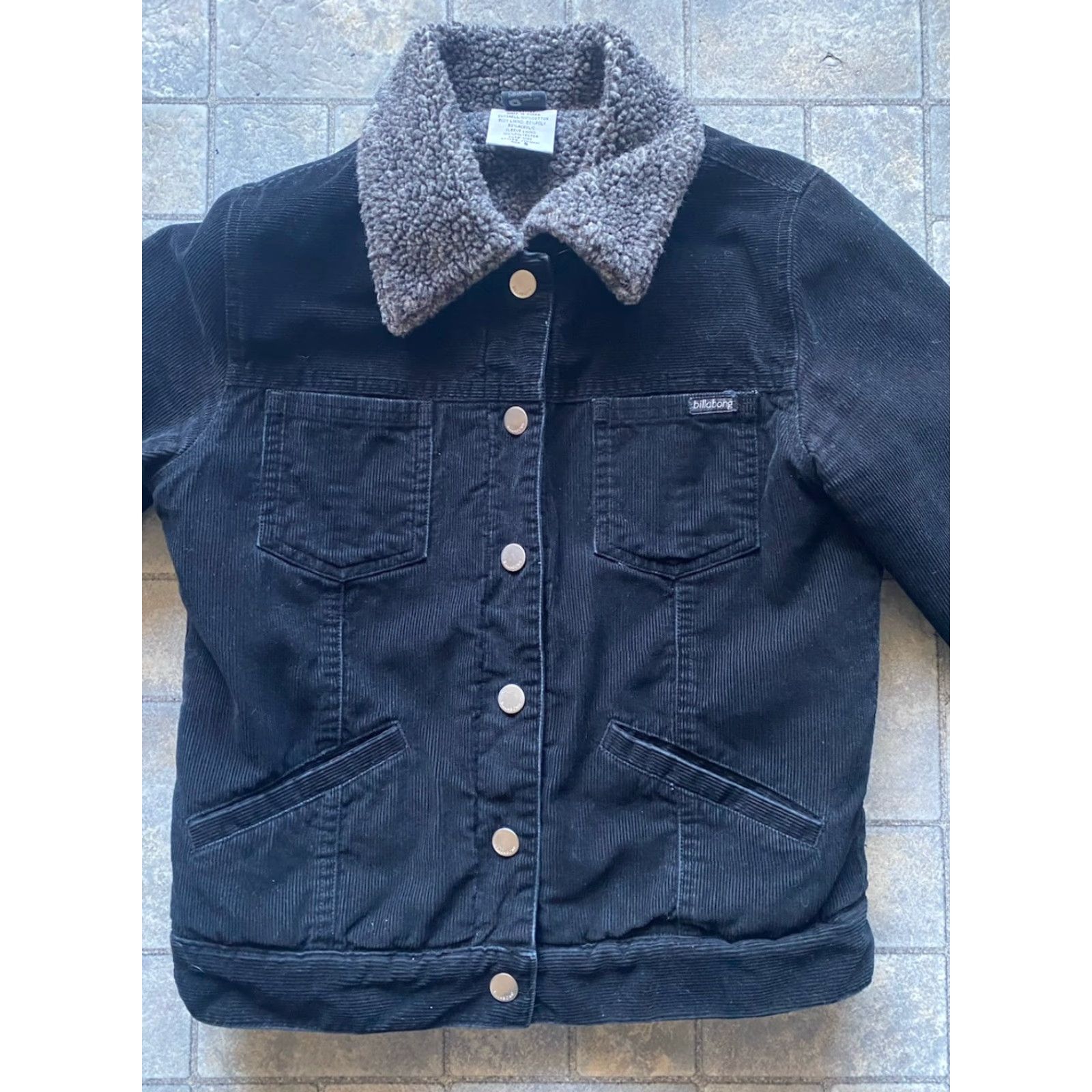 Billabong Billabong Corduroy Snap Jacket Black Sherpa Lined Women’s Size Small Size S / US 4 / IT 40 - 5 Thumbnail