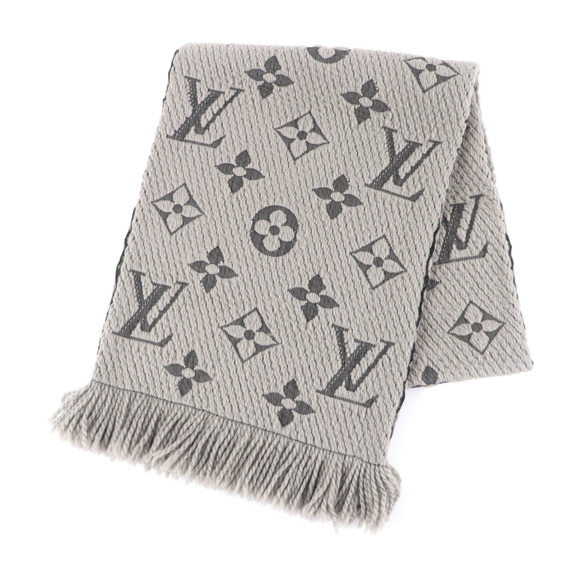 Louis Vuitton LOUIS VUITTON Echarpe Logomania Wool Silk Blend Fringed Scarf, Greige, with Box, Made in Italy, Authentic, Women's Size ONE SIZE - 1 Thumbnail