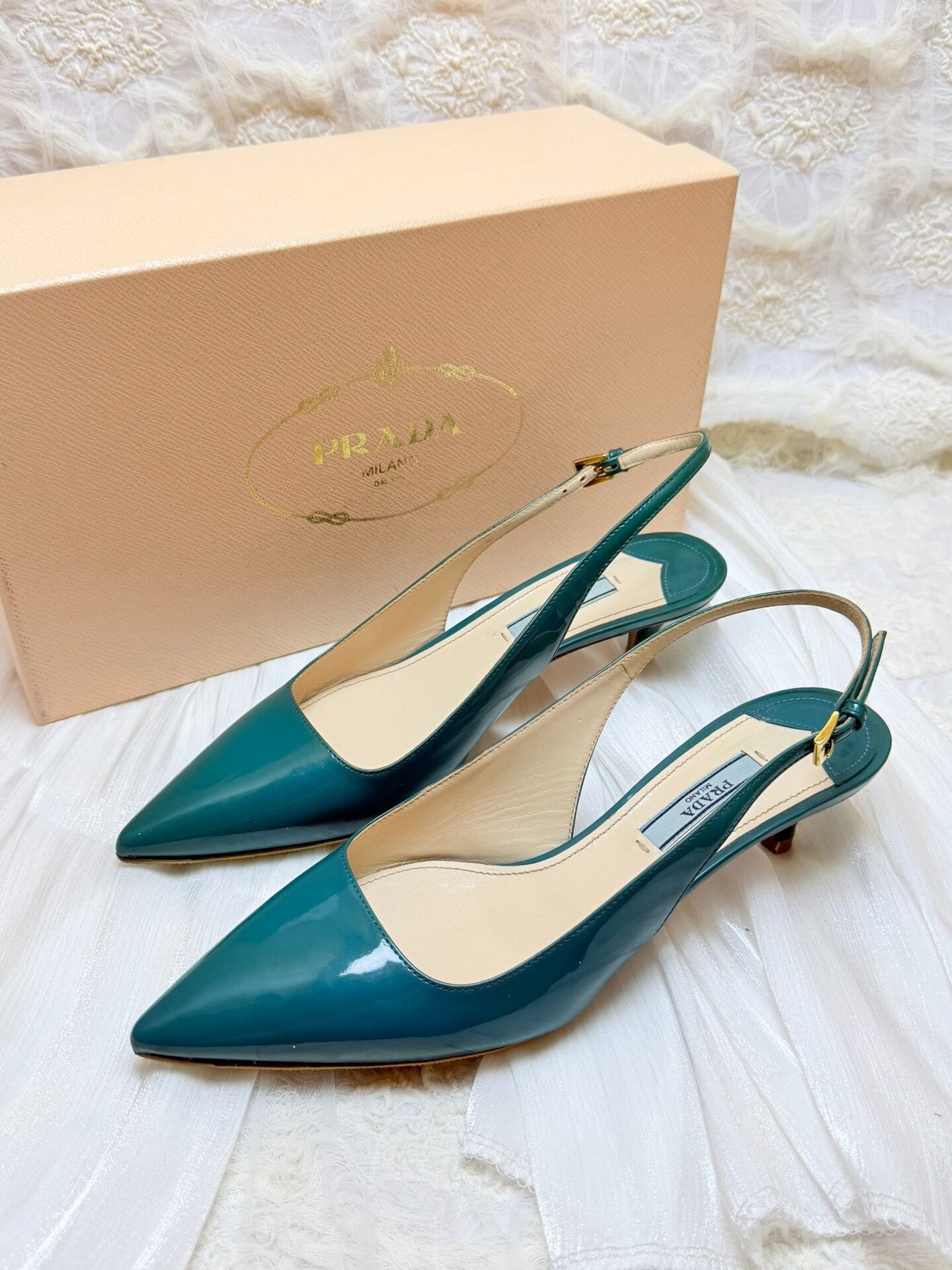Prada Prada Patent Blue Sandals us_7 Women Size US 7 / IT 37 - 1 Thumbnail