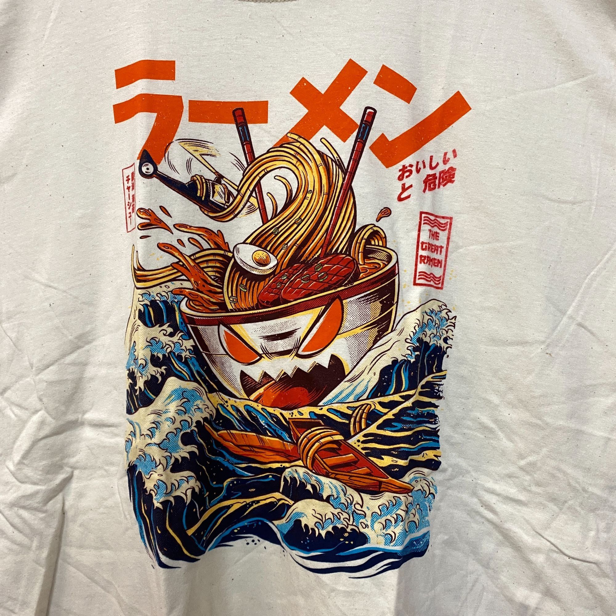 Threadless The Great Ramen Kaiju Monster Beige Tshirt size Extra Large Size US XL / EU 56 / 4 - 2 Thumbnail