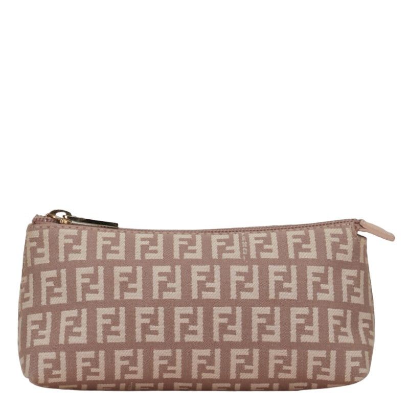 Fendi Fendi Fendi Zucchino Canvas Leather Pouch 7N0037 Canvas Vanity Bag 7N0037 in Very Good Condition Size ONE SIZE - 1 Thumbnail