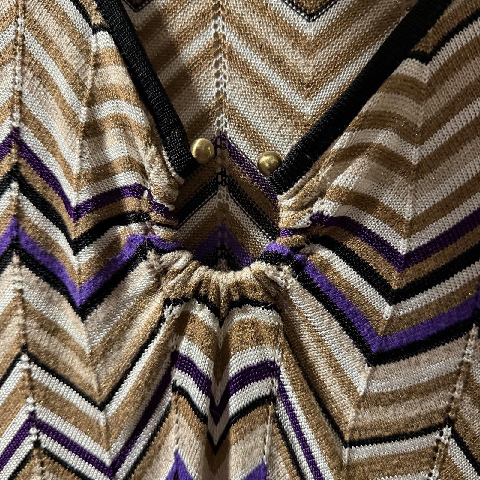 Other Cache Women's Medium Chevron Pattern Knit Top with Metallic Size M / US 6-8 / IT 42-44 - 3 Thumbnail