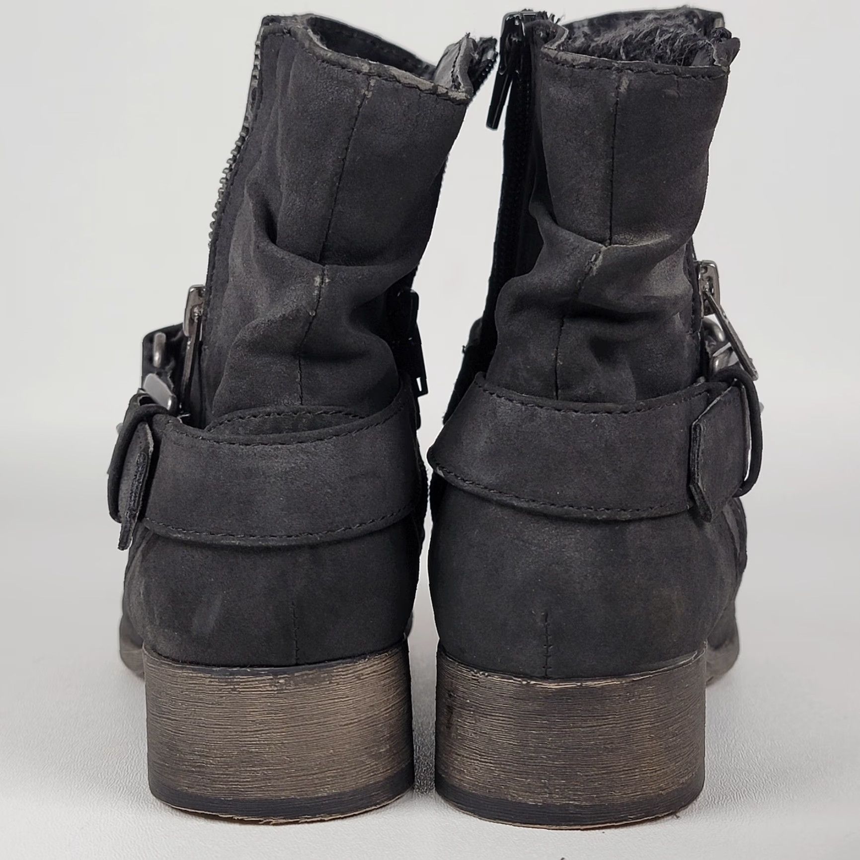 Vintage POP Boots Women’s Size 7.5 Ankle Strap Black Round Toe Zip Biker Style Shoes Size US 8 / IT 38 - 7 Thumbnail