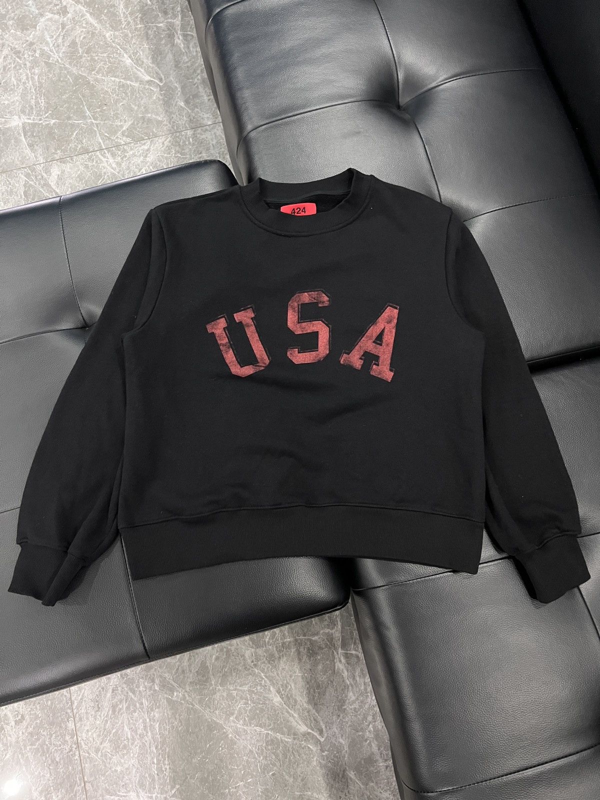 424 424 AW18 Distressed USA Sweatshirt Size US M / EU 48-50 / 2 - 1 Thumbnail