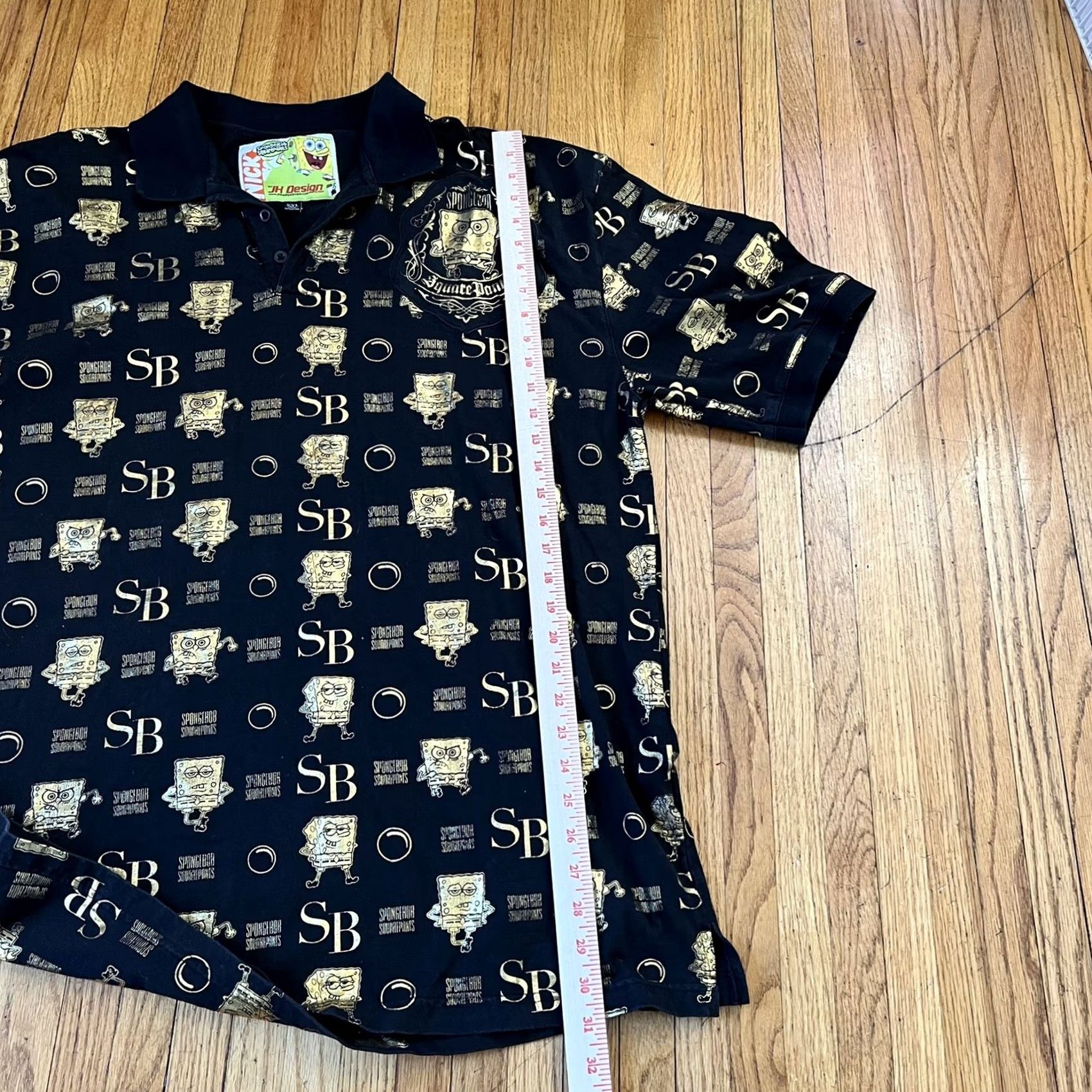 JH Design JH Design SpongeBob black Gold Polo Sz XXL Shirt Nickelodeon All Over Print Polo Shirt Mens Short Sleeve Collared Cotton Size US XXL / EU 58 / 5 - 6 Thumbnail