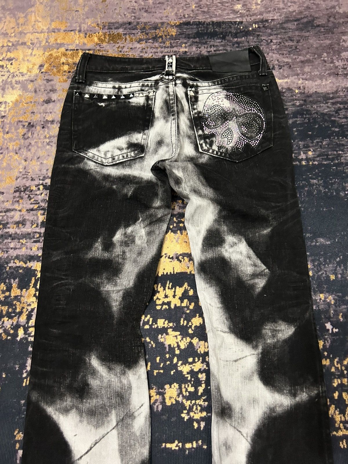 Tornado Mart Xfrm Skull Swarovski Clawmark Studded Jeans Size US 31 - 7 Thumbnail