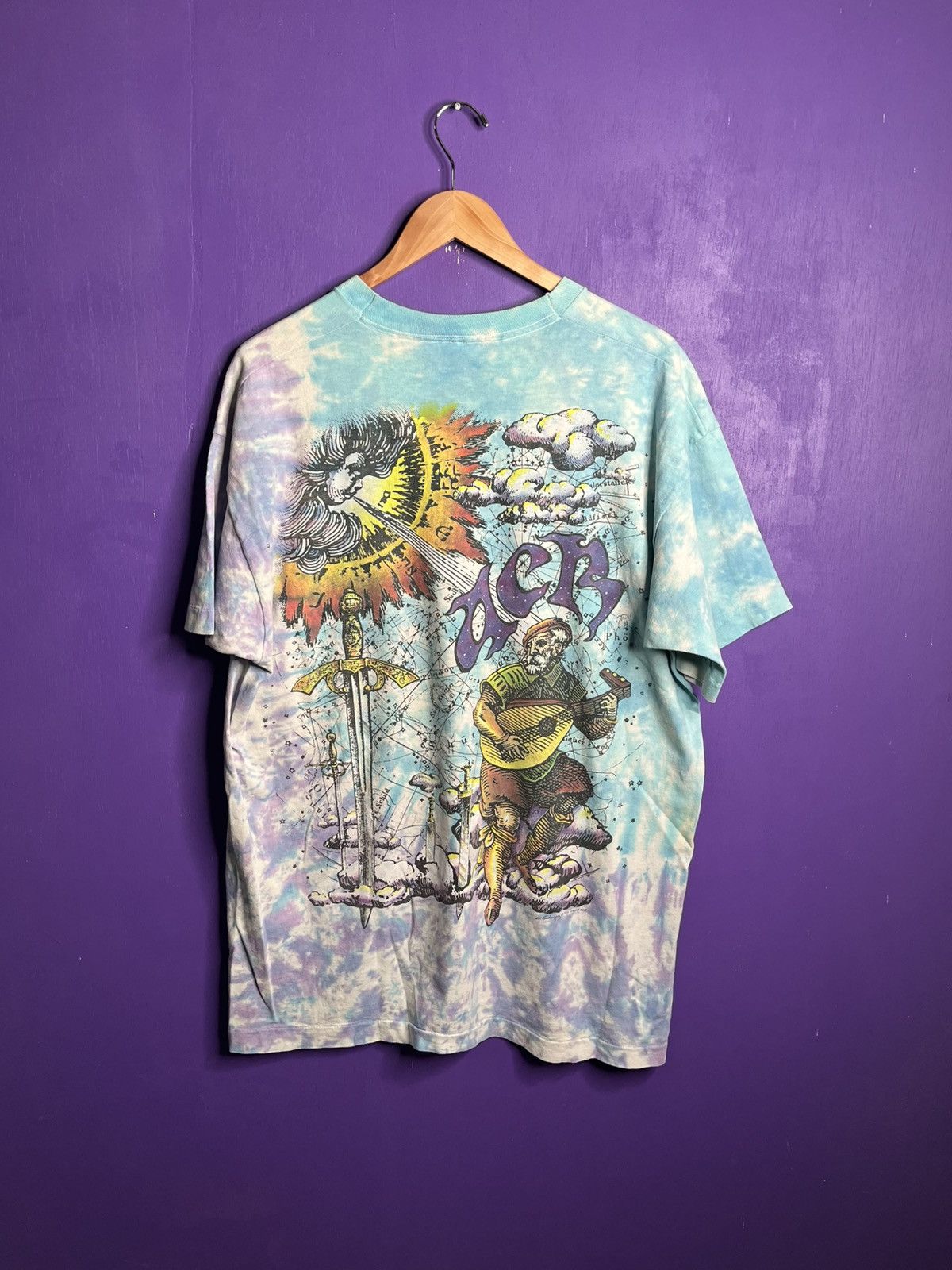 Other Vintage 90s Liquid blue midevil tie dye art t-shirt Size US XL / EU 56 / 4 - 2 Thumbnail
