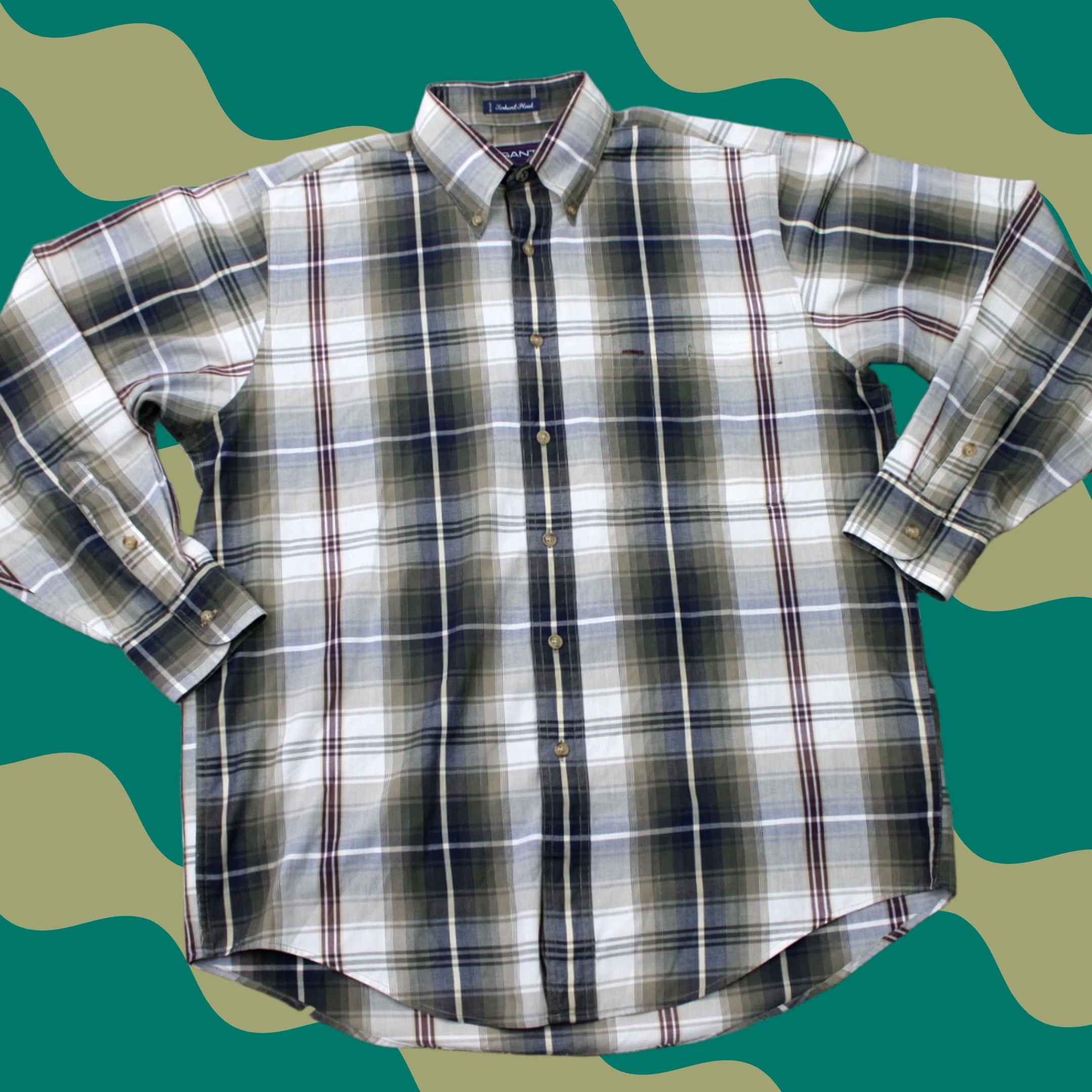 Gant GANT Shirt Mens XL Green Plaid Button-Down Long Sleeve Cotton/Poly Twill Foxhunt Vintage? No Size US XL / EU 56 / 4 - 1 Thumbnail