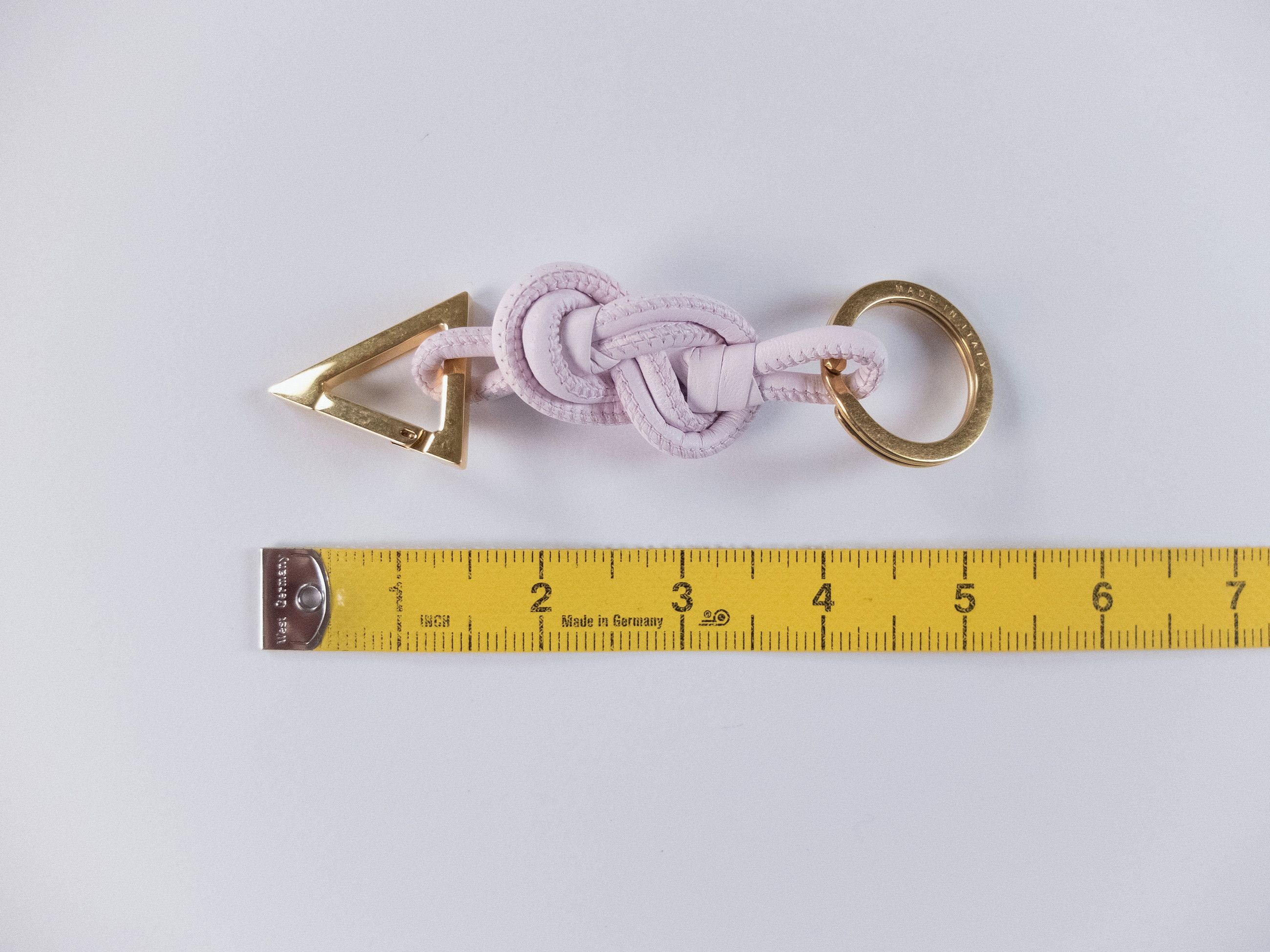BOTTEGA VENETA pink gold nappa leather knotted keyring