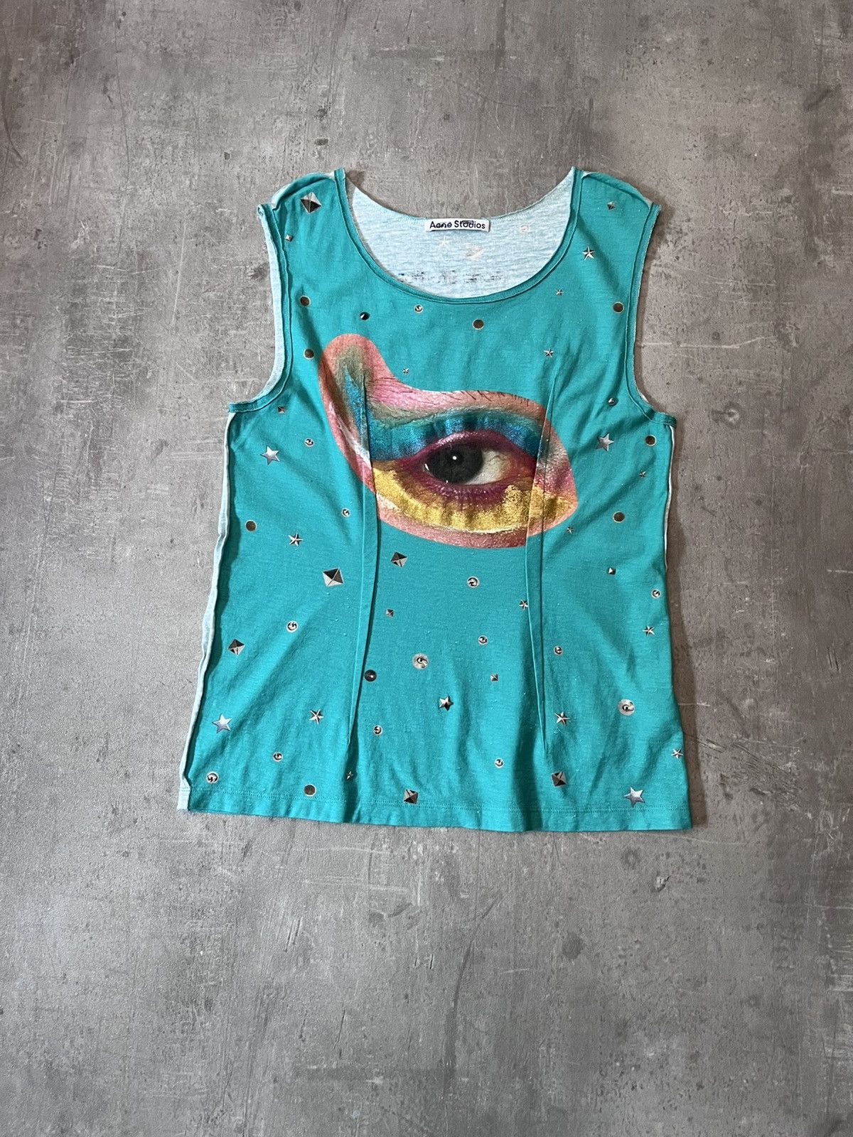 Acne Studios Acne Studios tank top eye turquoise cotton Size US M / EU 48-50 / 2 - 1 Thumbnail