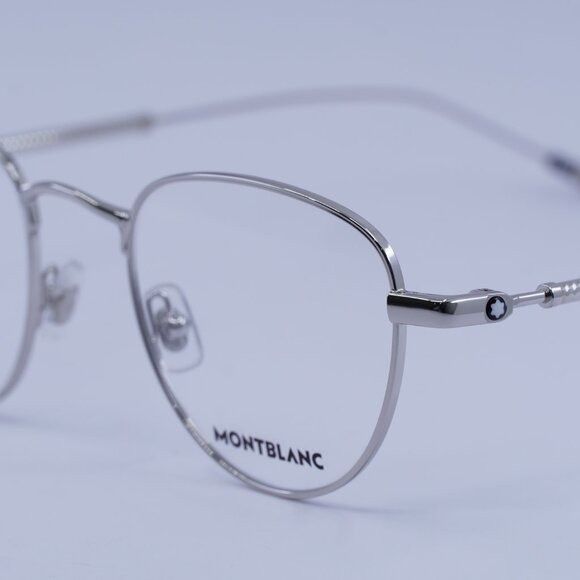 Montblanc Montblanc MB0111O 001 Eyeglasses Silver 49mm Geometric Frame Size ONE SIZE - 7 Thumbnail