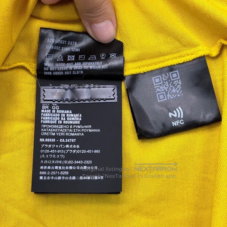 Prada Prada Yellow embroidered logo polo short sleeve Size US XL / EU 56 / 4 - 7 Thumbnail