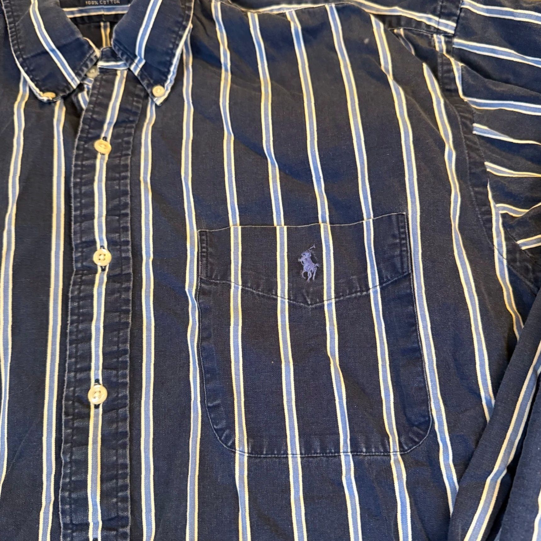 Ralph Lauren VINTAGE? No. Ralph Lauren Striped Button Down Shirt Blue White Long Sleeve Mens XL Regular Size US XL / EU 56 / 4 - 2 Thumbnail