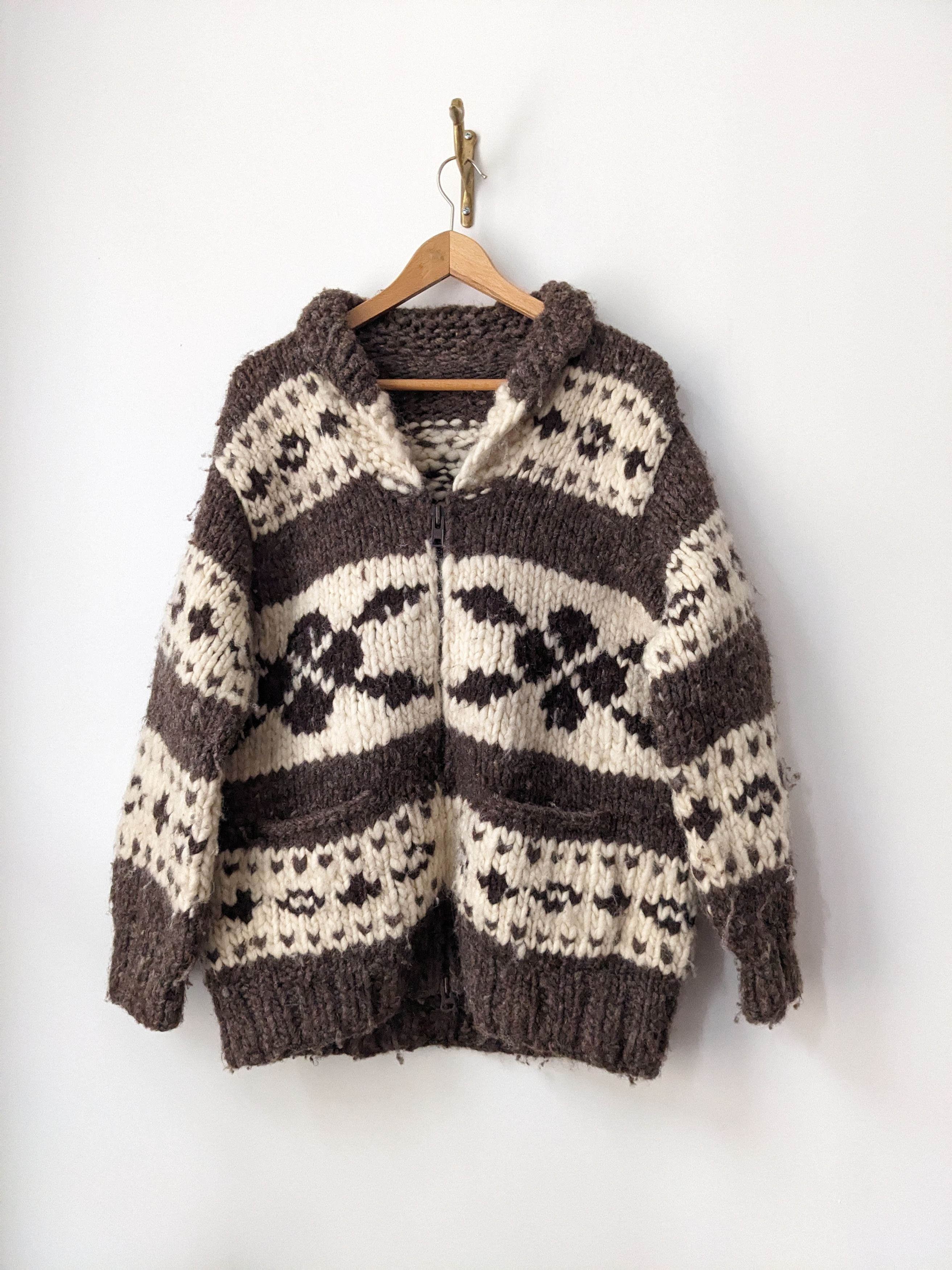 Vintage Vintage Wildlife Thunderbird Cowichan Knit Jacket Wool M Size US M / EU 48-50 / 2 - 3 Thumbnail