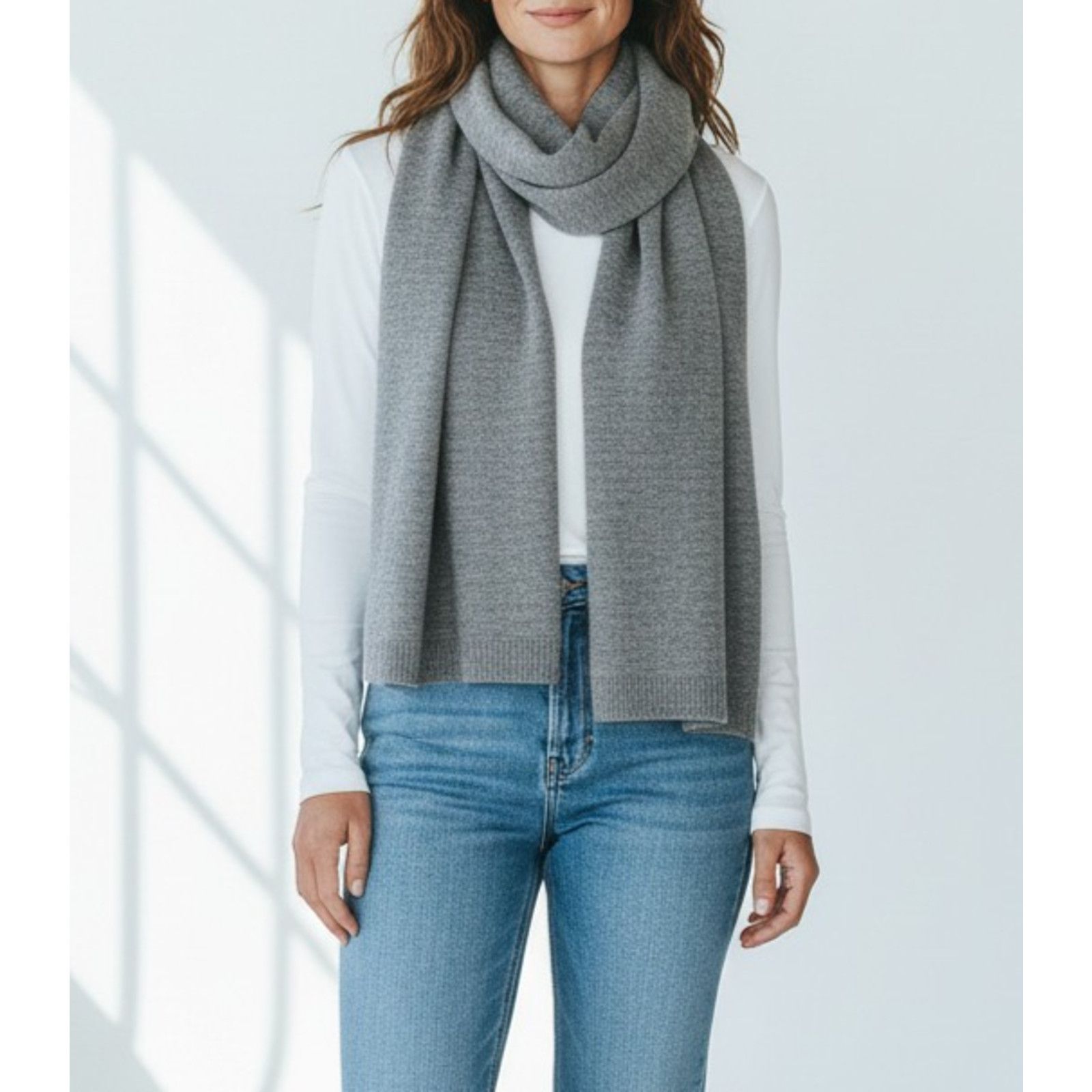 Eileen Fisher NWoT EILEEN FISHER Ash Gray Merino Wool Italian Yarn Scarf Size ONE SIZE - 1 Thumbnail
