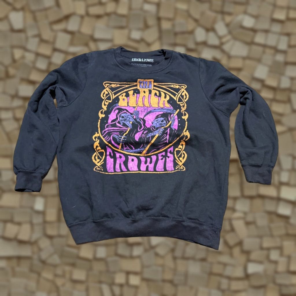 Vintage VINTAGE Black Crowes Sweater Womens Large Black Purple Orange Crewneck The Black Crows Ladies Sweater Pullover Crew Neck Casual Fall Spring Summer Size L / US 10 / IT 46 - 1 Thumbnail