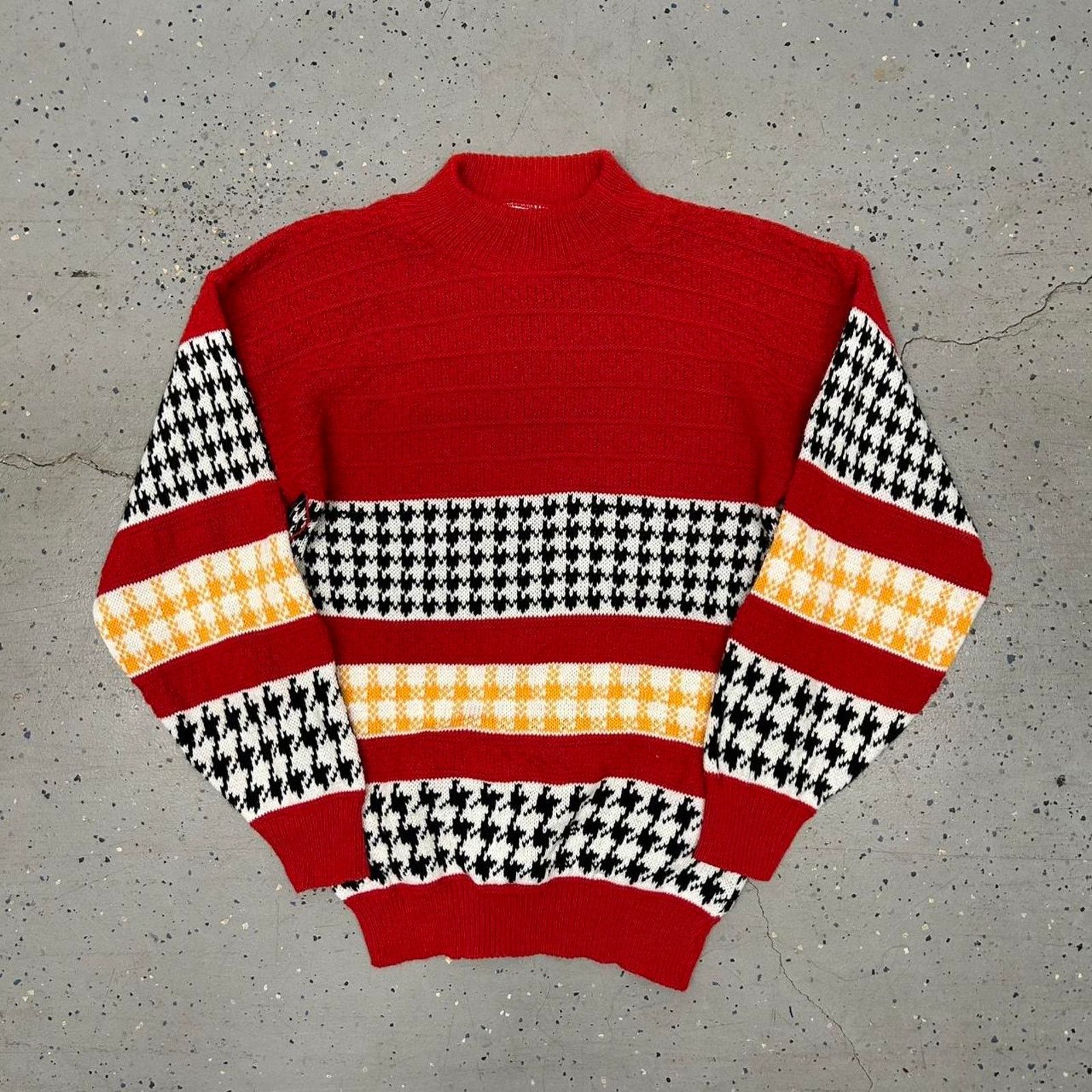Other VTG Red and white houndstooth knit sweater Size S / US 4 / IT 40 - 1 Thumbnail