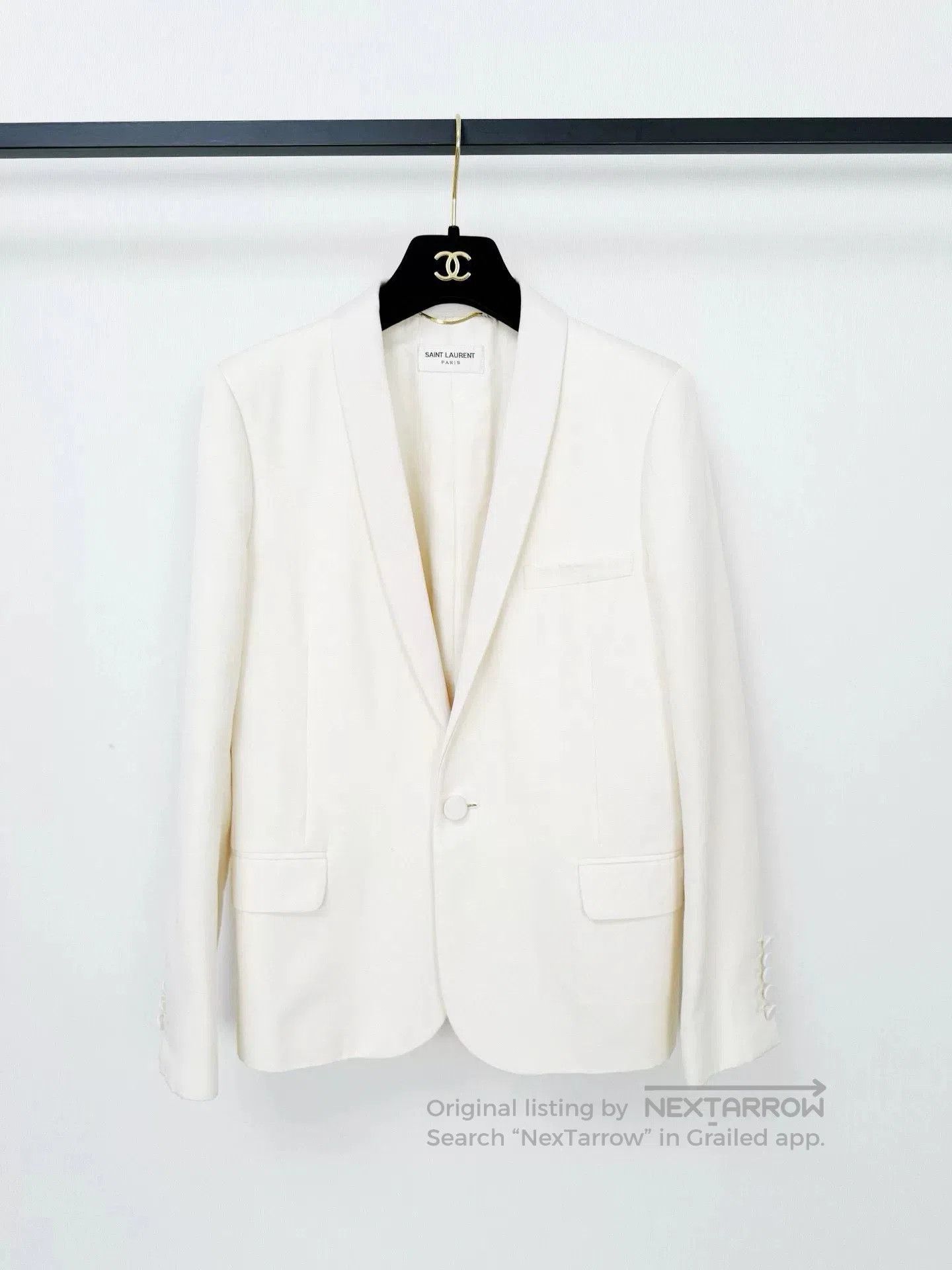 Saint Laurent Paris Saint Laurent White Wool Single-Button Blazer. Size S / US 4 / IT 40 - 1 Thumbnail