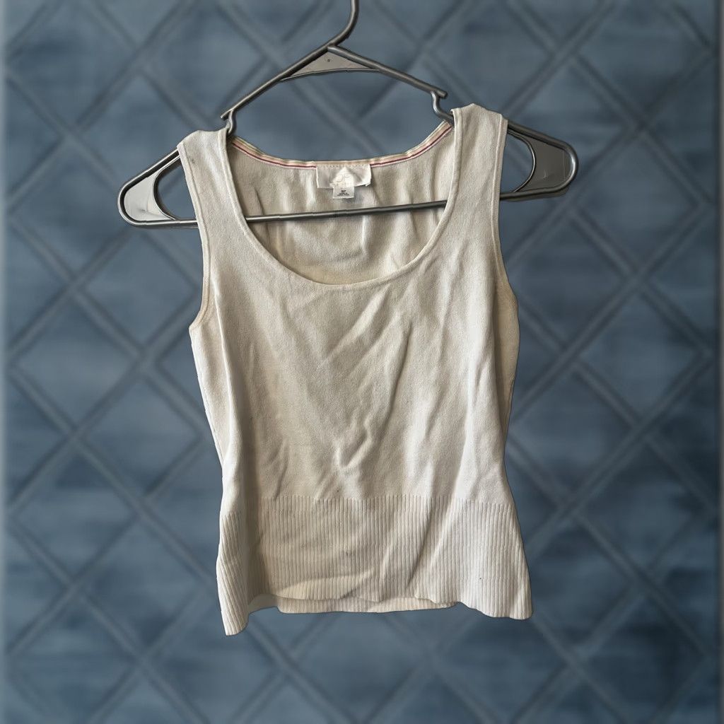 Ann Taylor VINTAGE Ann Taylor Loft Tank Womens Size Small Petite Sleeveless Knit Blouse Top White Size S / US 4 / IT 40 - 1 Thumbnail