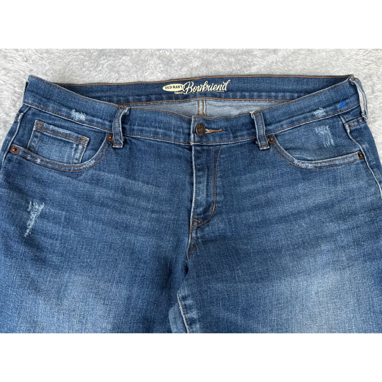 Old Navy Old Navy Jeans Womens 11 Blue Denim Boyfriend Distressed Low Rise Tapered 34x25 Size 32" / US 10 / IT 46 - 4 Thumbnail