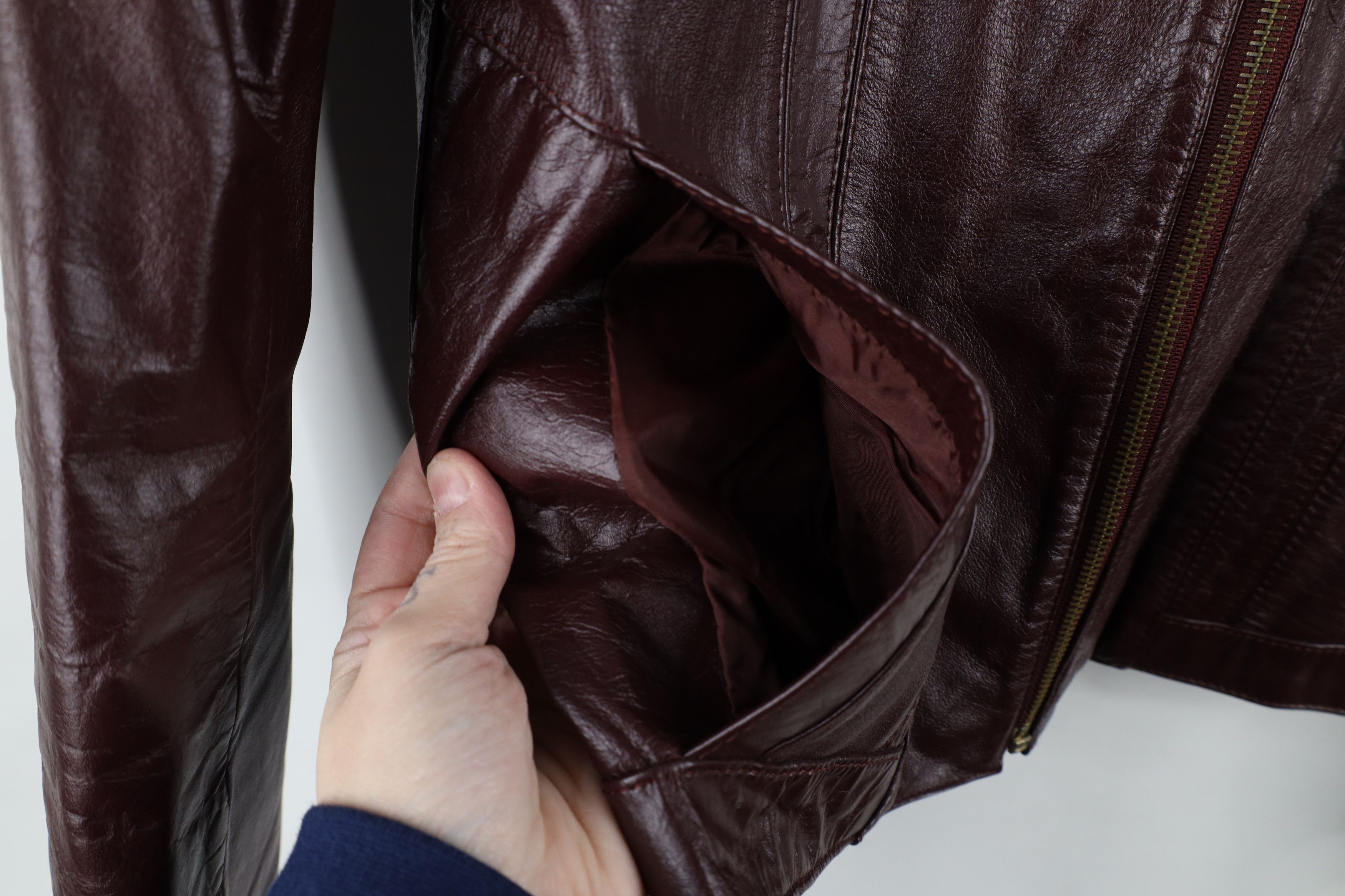 Vintage Vintage 80s 90s Streetwear Leather Jacket Oxblood Red Size S / US 4 / IT 40 - 4 Thumbnail
