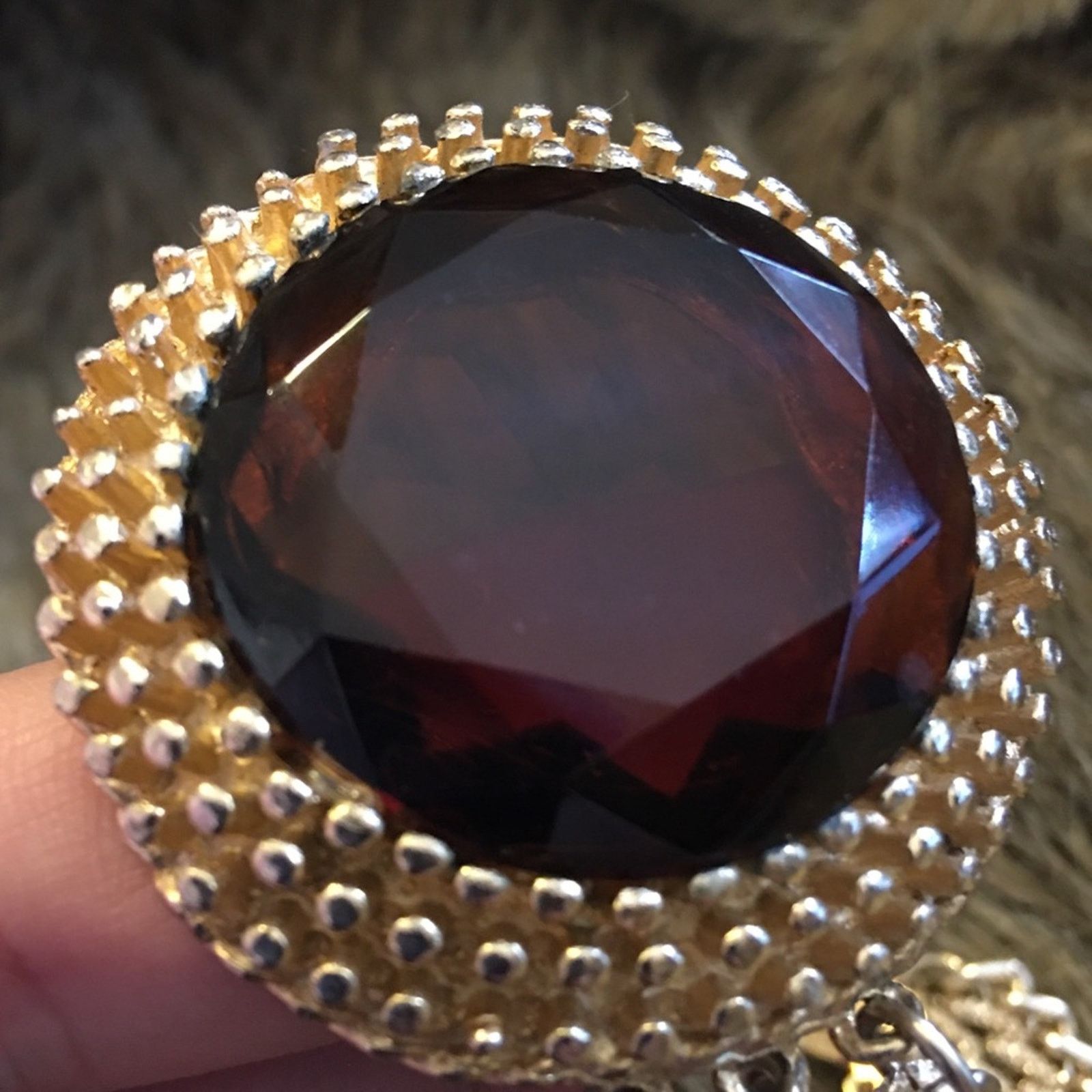 Vintage Vintage faceted brown glass gold chain necklace Size ONE SIZE - 10 Thumbnail