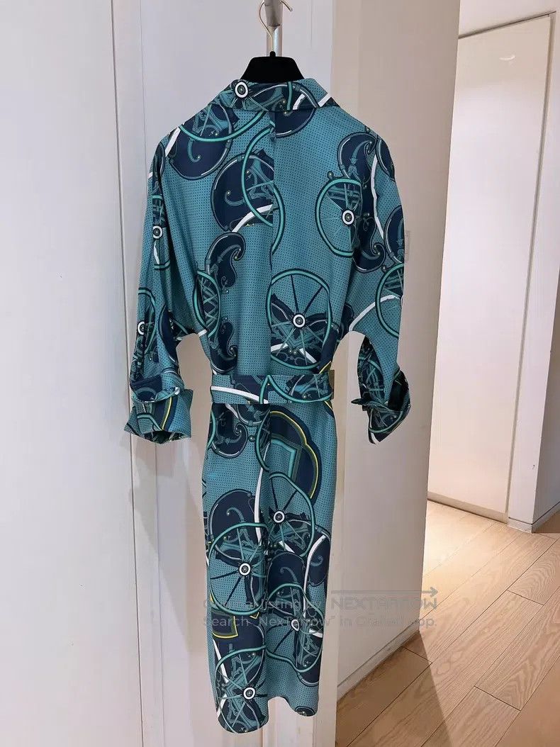 Other Hermes Patchwork Wheel Print Silk Shirt Dress Size XXS / US 00 / IT 34 - 3 Thumbnail