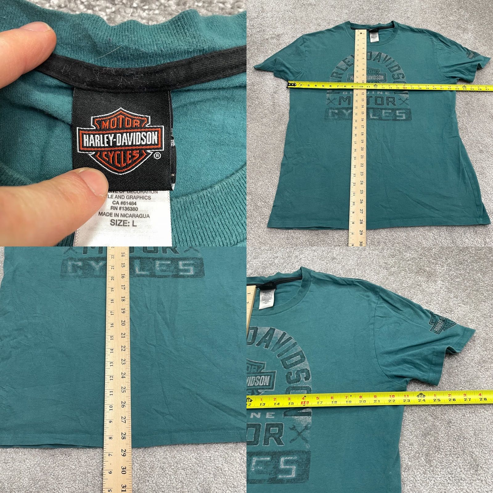 Harley Davidson Harley-Davidson Shirt Mens Large Green 90s Biker Motorcycle Graphic Print Crew Neck Tee Size US L / EU 52-54 / 3 - 8 Thumbnail