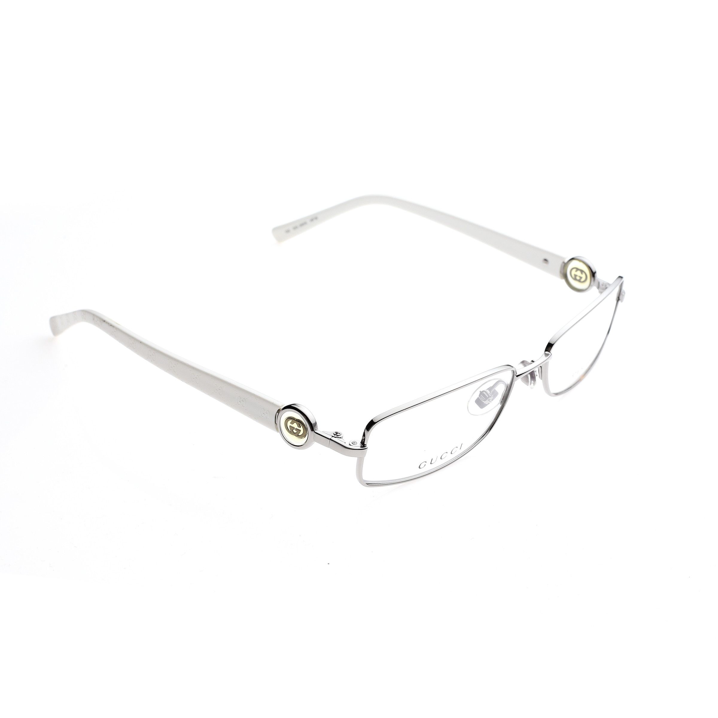 Pre-owned Archival Clothing X Gucci '90s White Signature Rectangular Frame Glasses