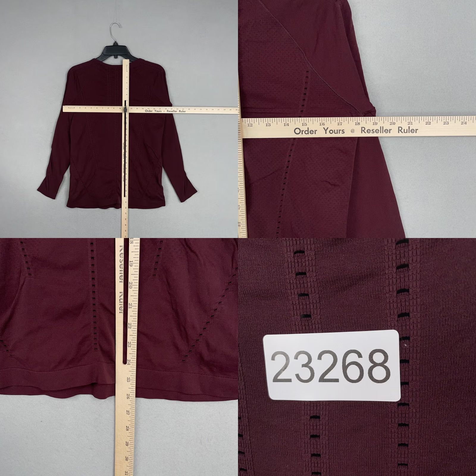 Athleta Athleta Shirt Womens Medium Burgundy Seamless Long Sleeve Perforated Athletic Gym Size M / US 6-8 / IT 42-44 - 8 Thumbnail